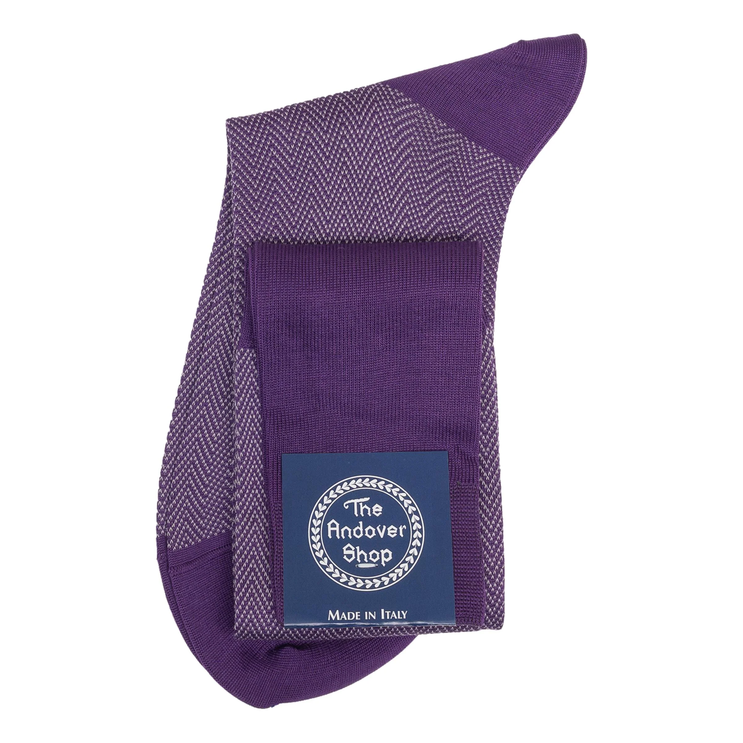 Over-the-Calf Cotton Herringbone Dress Sock - Image 3