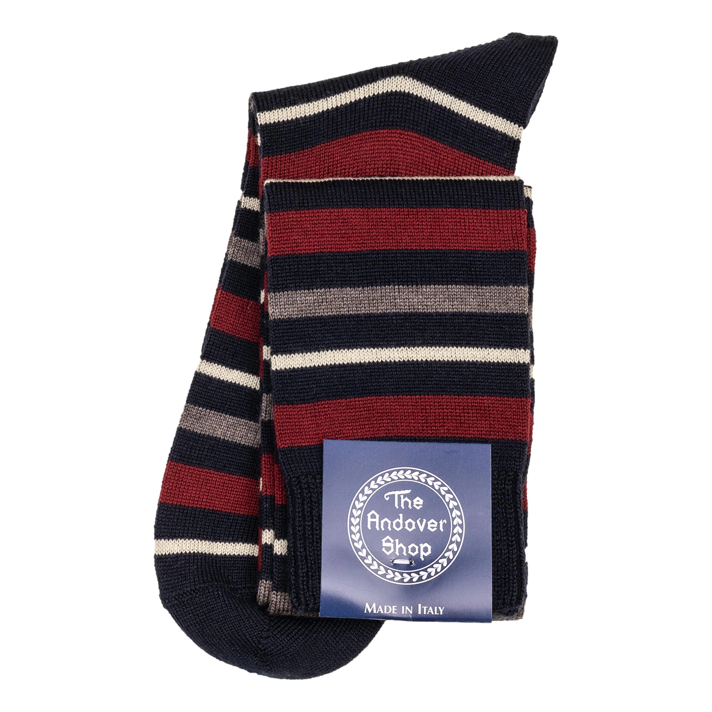 Over-the-Calf Wool Multi-Stripe Dress Sock - Image 2