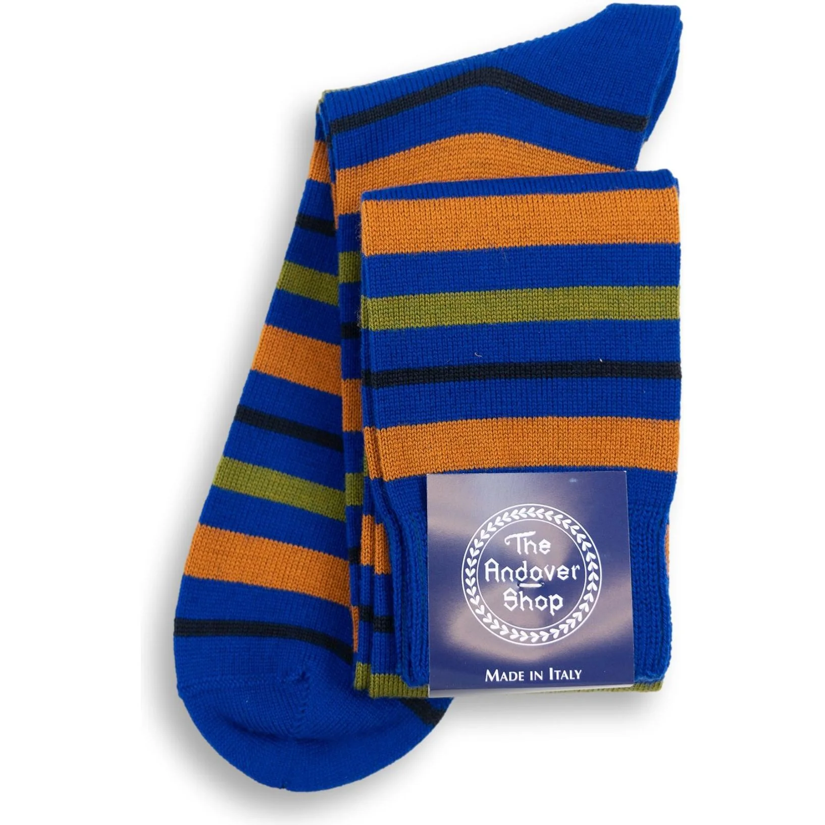 Over the Calf Multi Stripe Wool Dress Socks - Image 2
