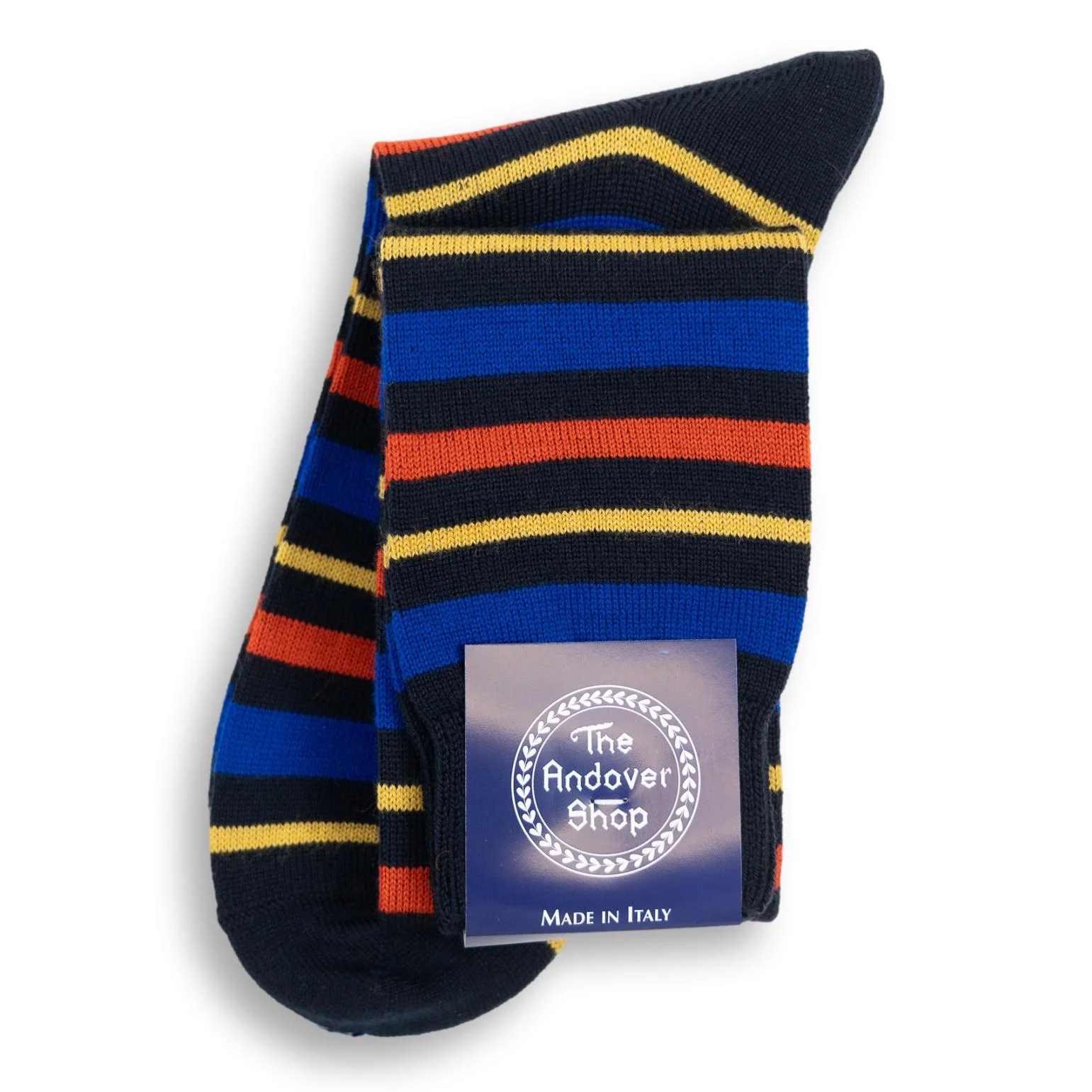 Over the Calf Multi Stripe Wool Dress Socks - Image 3