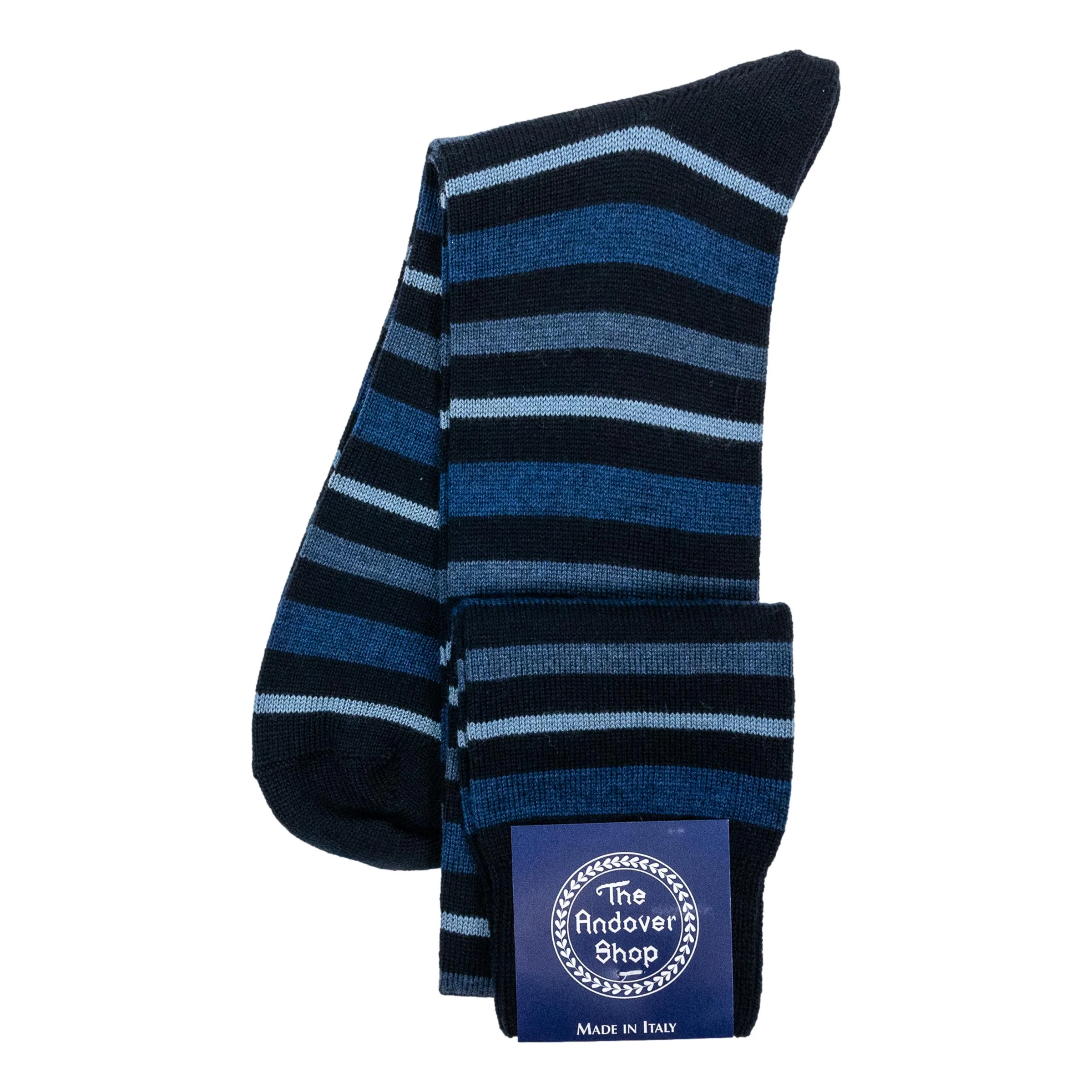 Over the Calf Multi Stripe Wool Dress Socks - Image 6