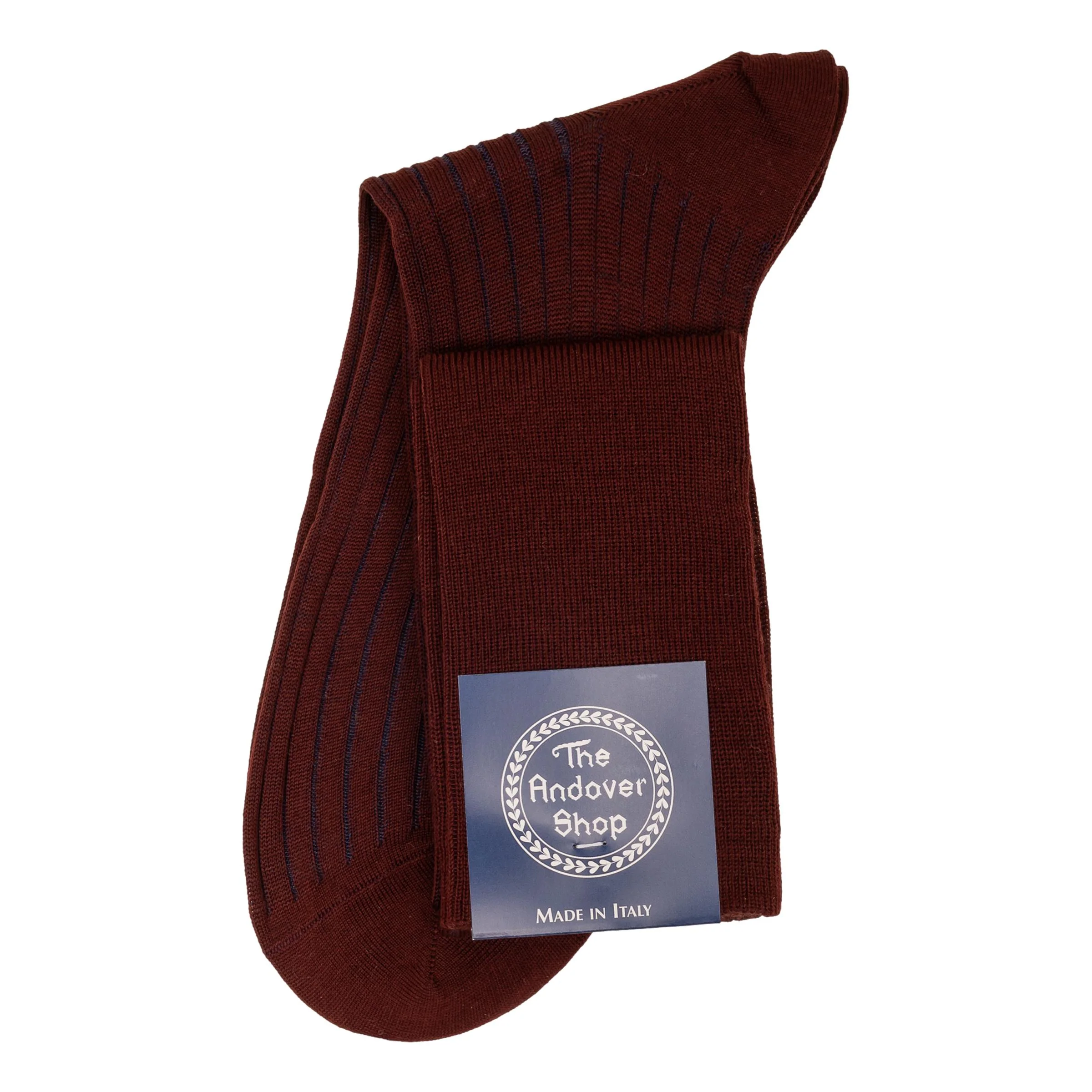 Over-the-Calf Ribbed Shadow Striped Wool Dress Socks - Image 3