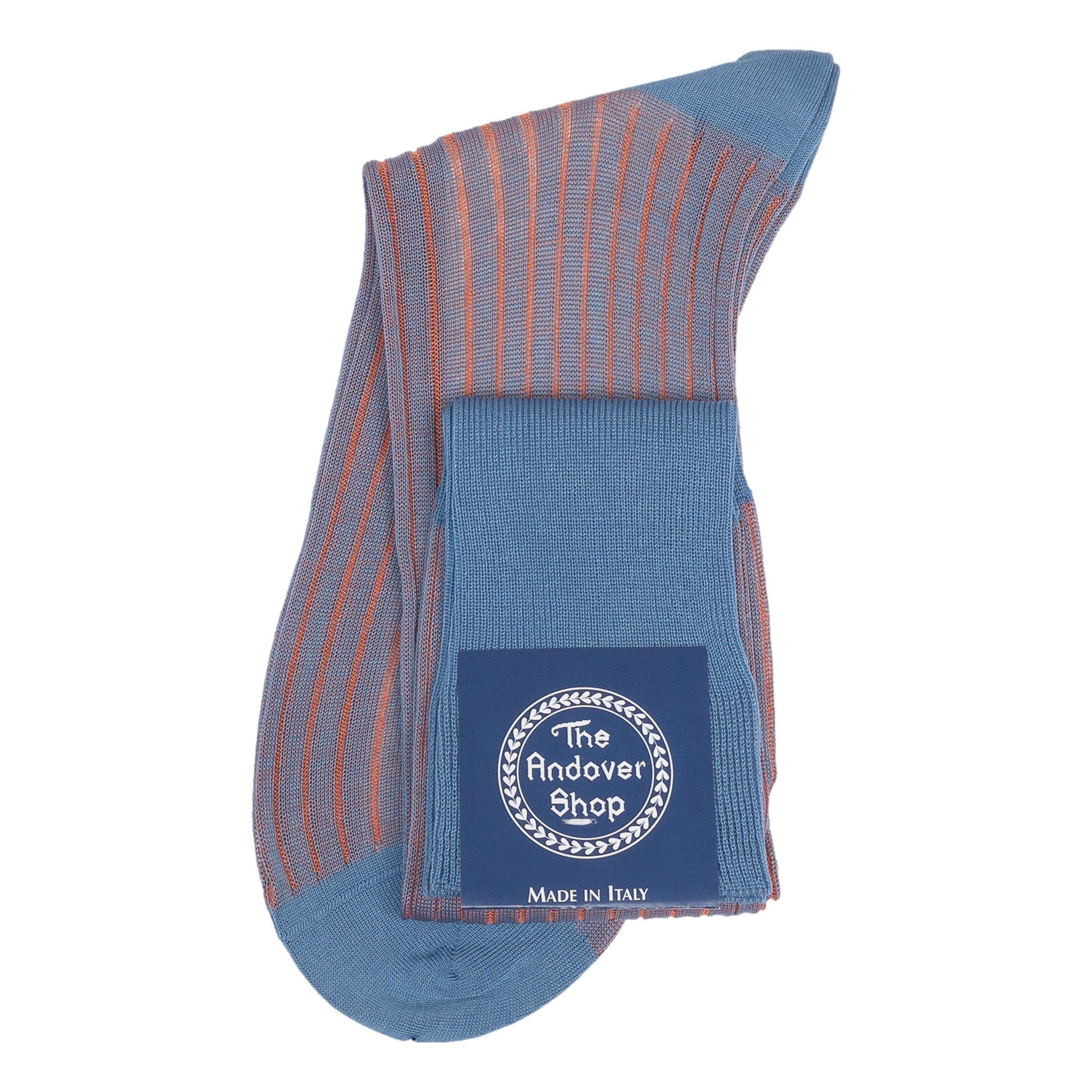 Over-the-Calf Ribbed Shadow Striped Wool Dress Socks - Image 4