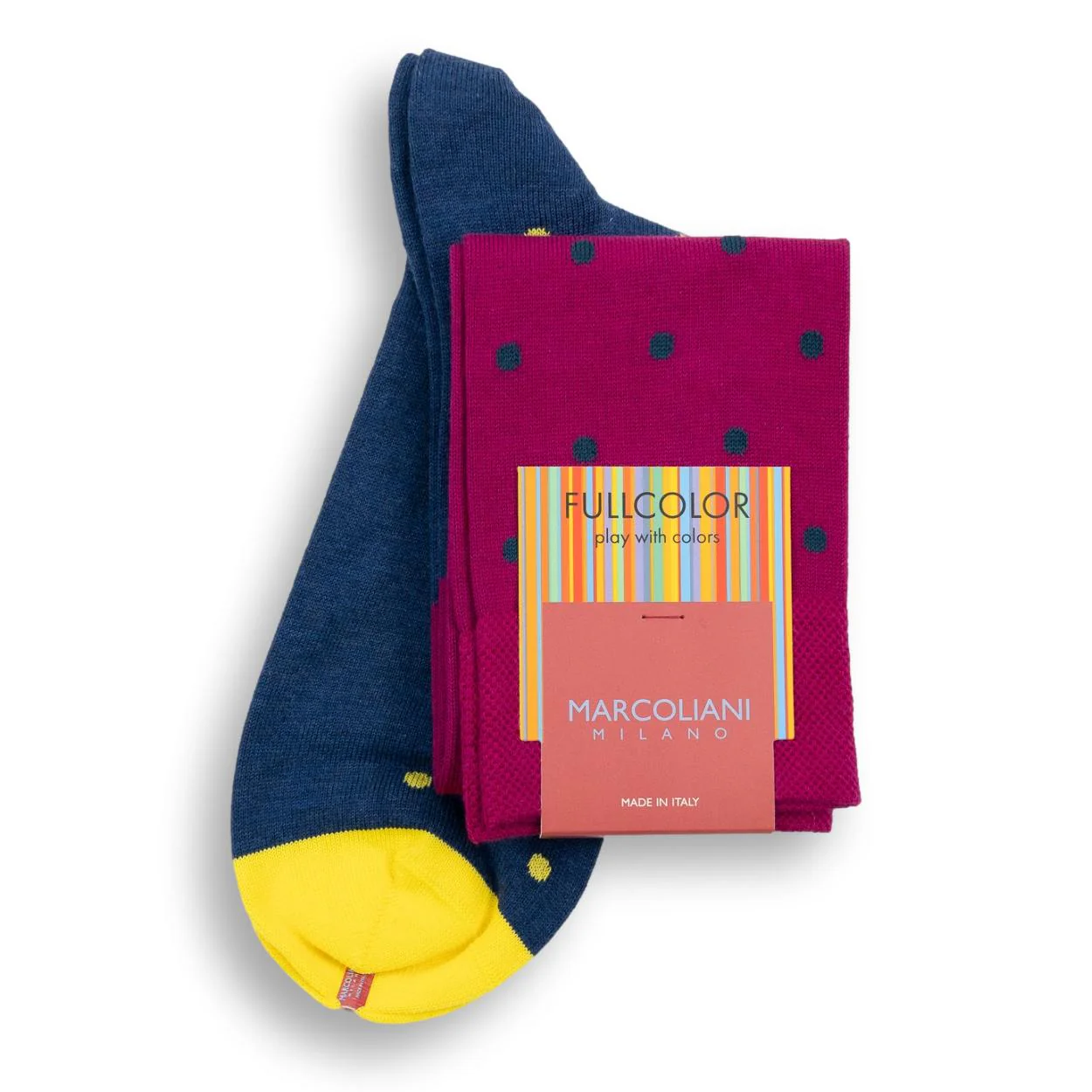 Pima Cotton Color Block Polka Dot Over-the-Calf Dress Socks - Image 2