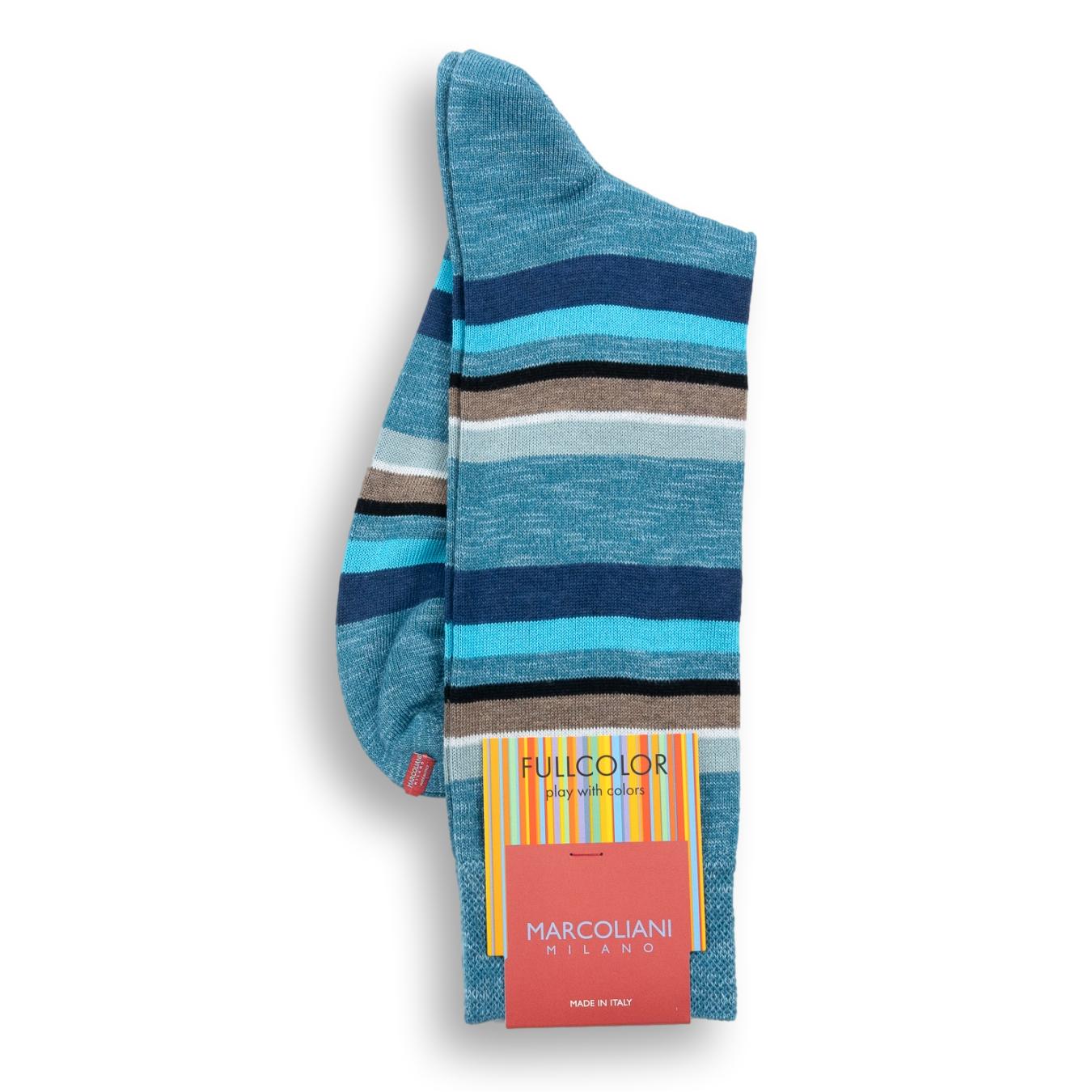 Pima Cotton Eclectic Stripe Mid-Calf Dress Socks - Image 2