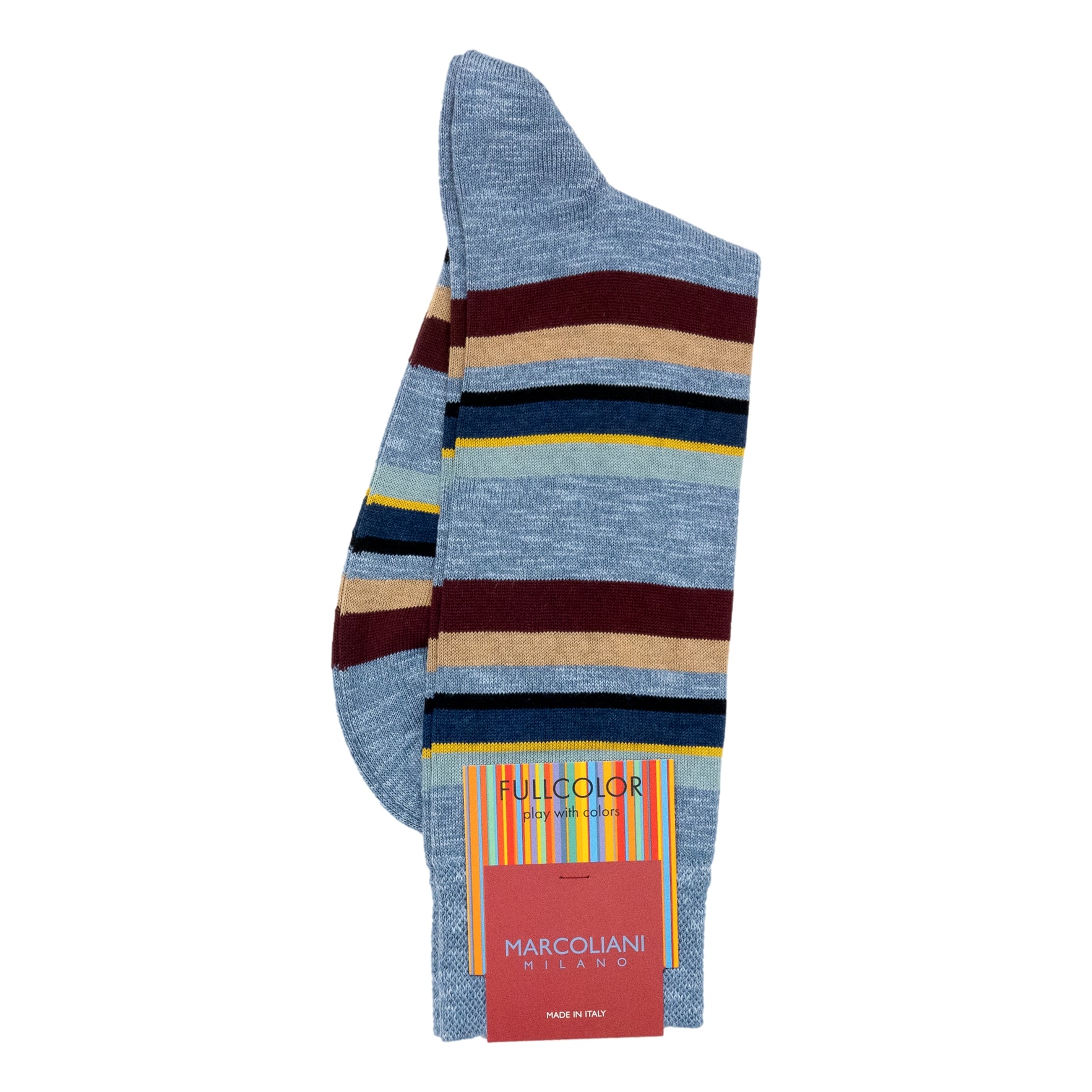 Pima Cotton Eclectic Stripe Mid-Calf Dress Socks - Image 3