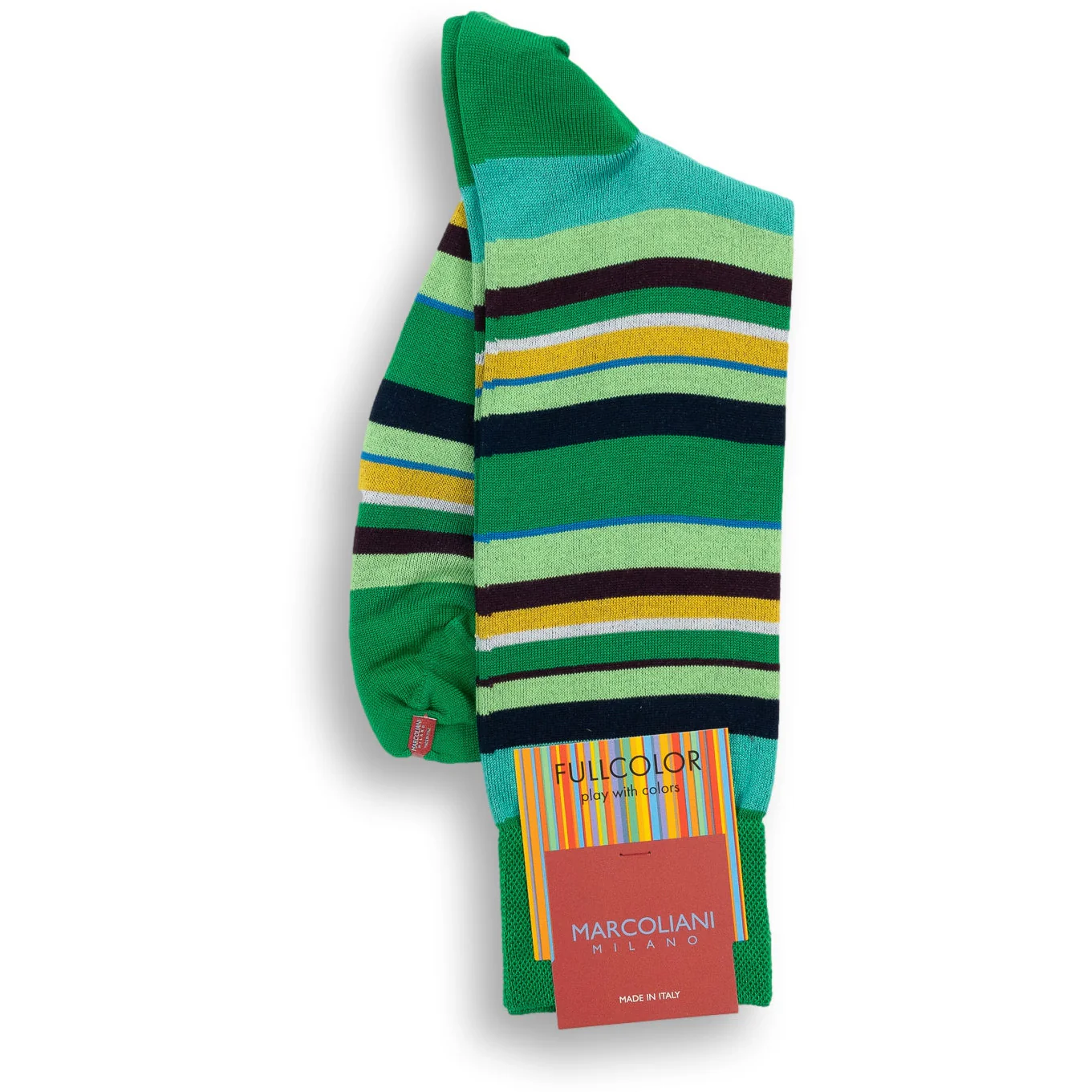 Pima Cotton Multi-Color Stripe Mid-Calf Dress Socks - Image 2