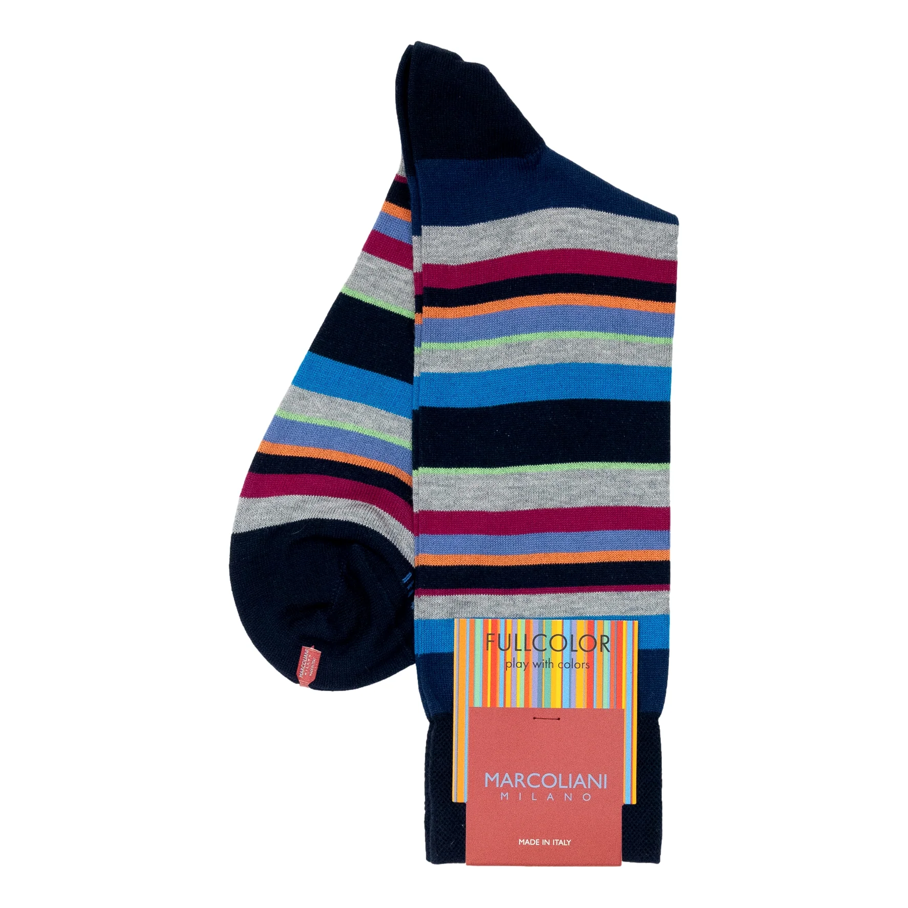 Pima Cotton Multi-Color Stripe Mid-Calf Dress Socks - Image 4