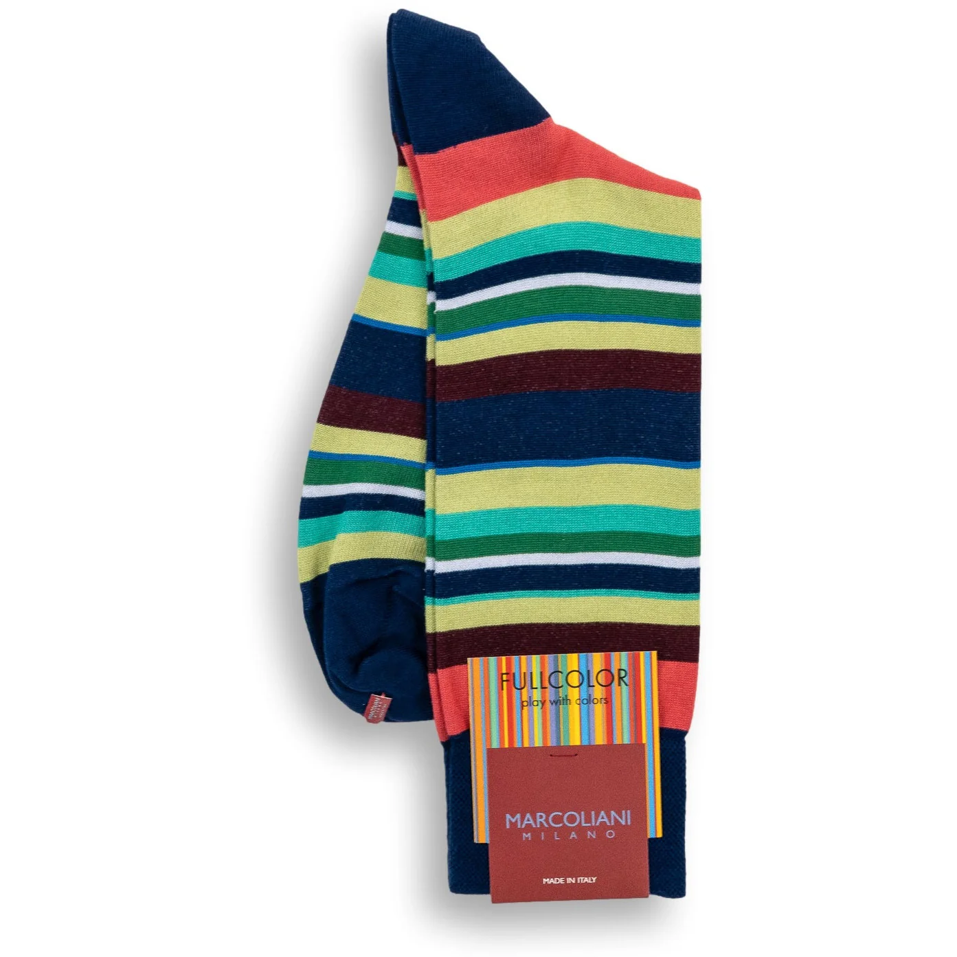 Pima Cotton Multi-Color Stripe Mid-Calf Dress Socks - Image 5