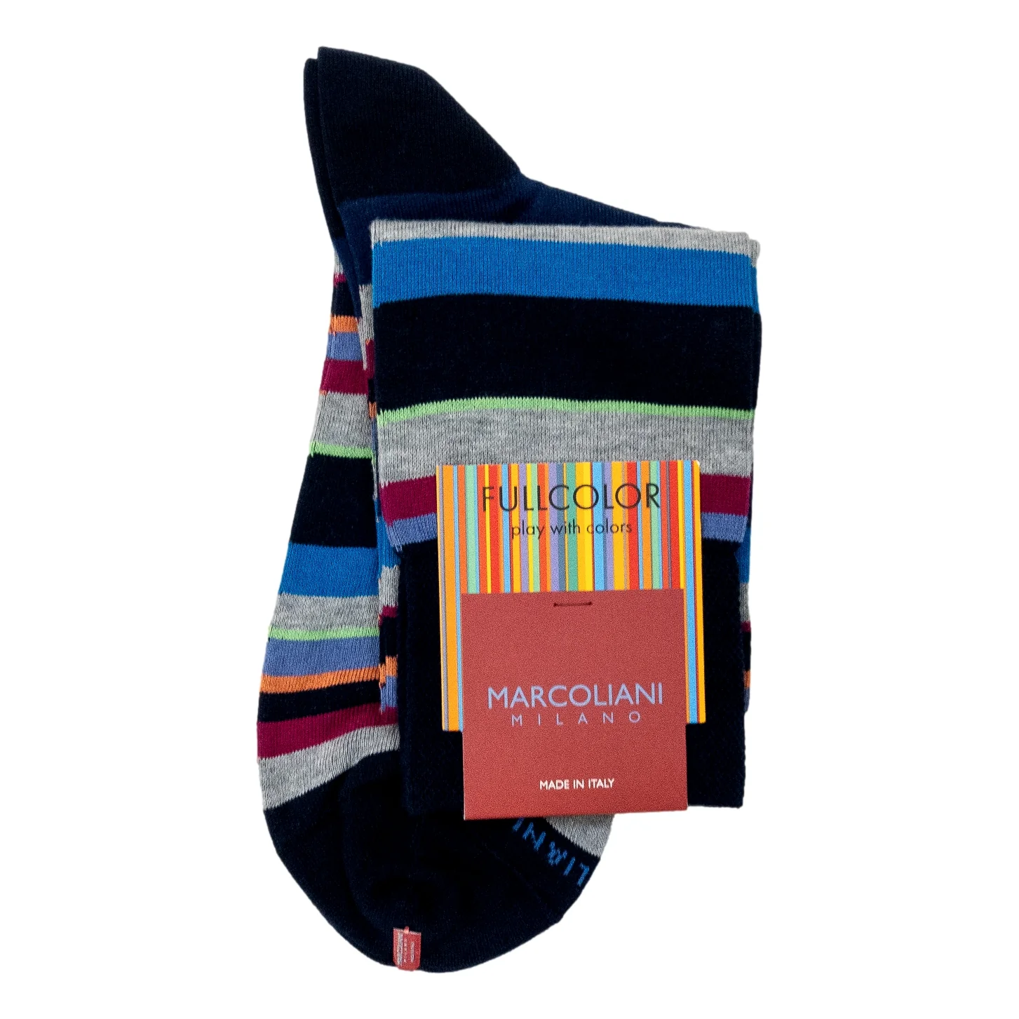 Pima Cotton Multi-Color Stripe Over-the-Calf Dress Socks - Image 2