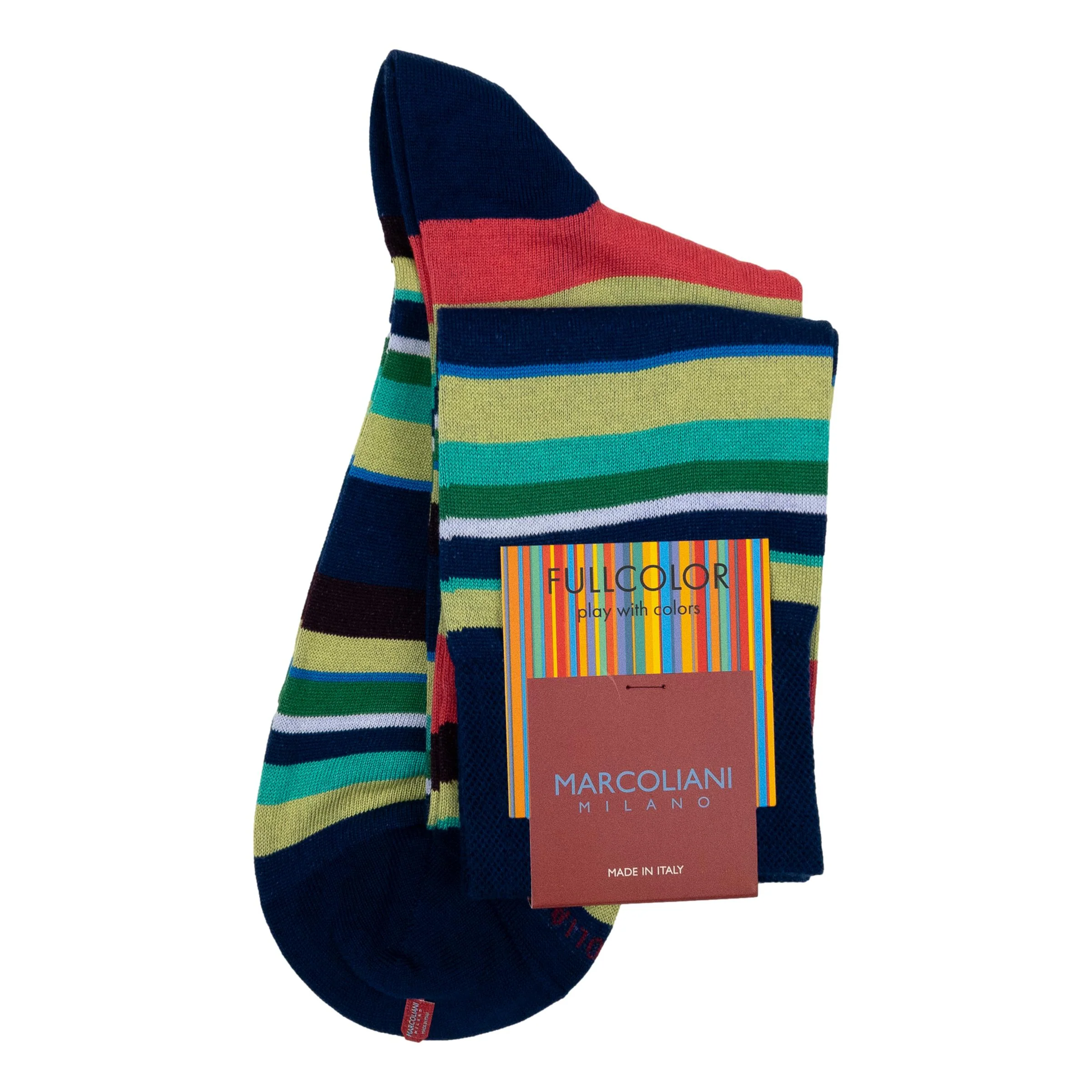 Pima Cotton Multi-Color Stripe Over-the-Calf Dress Socks - Image 3