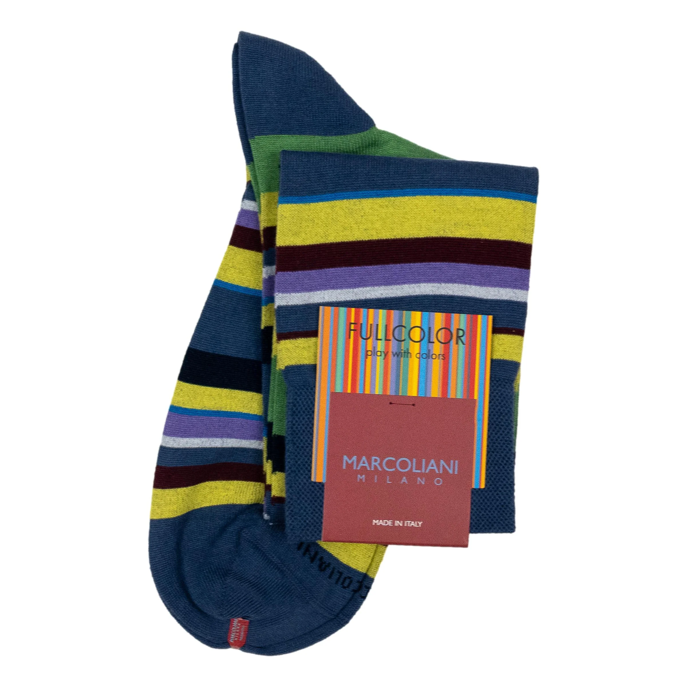 Pima Cotton Multi-Color Stripe Over-the-Calf Dress Socks - Image 4