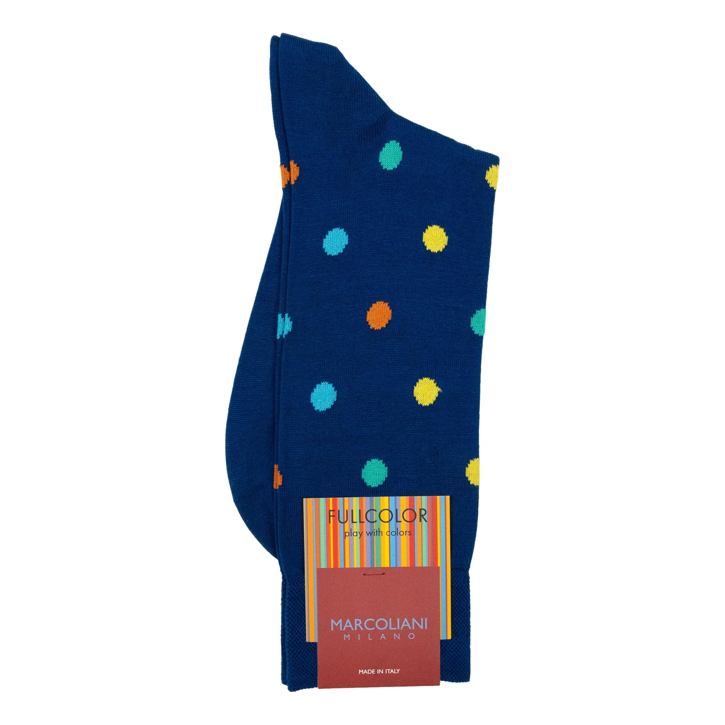 Pima Cotton Multicolor Dot Mid-Calf Dress Socks - Image 2