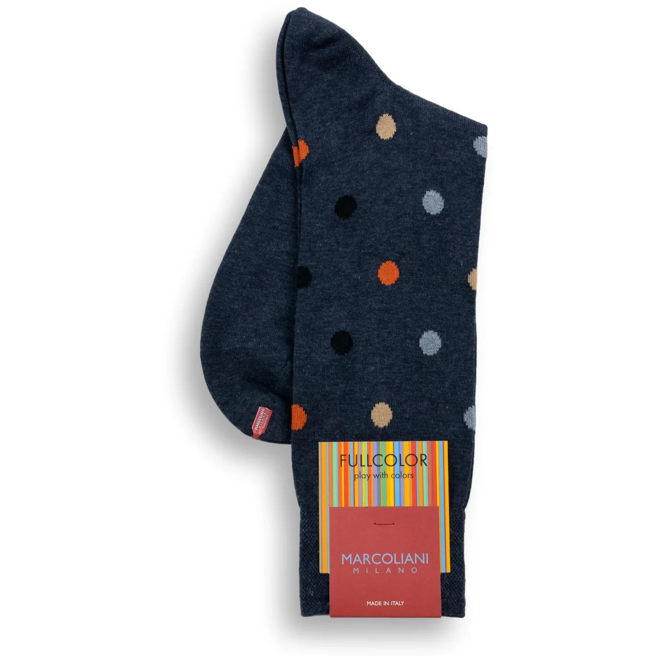 Pima Cotton Multicolor Dot Mid-Calf Dress Socks - Image 3