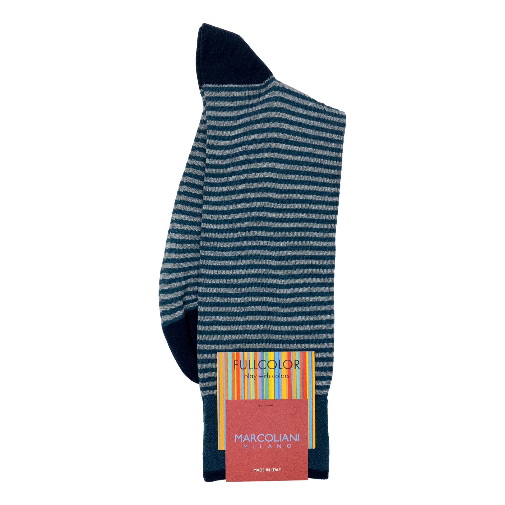 Pima Cotton Palio Stripe Mid-Calf Dress Socks - Image 10