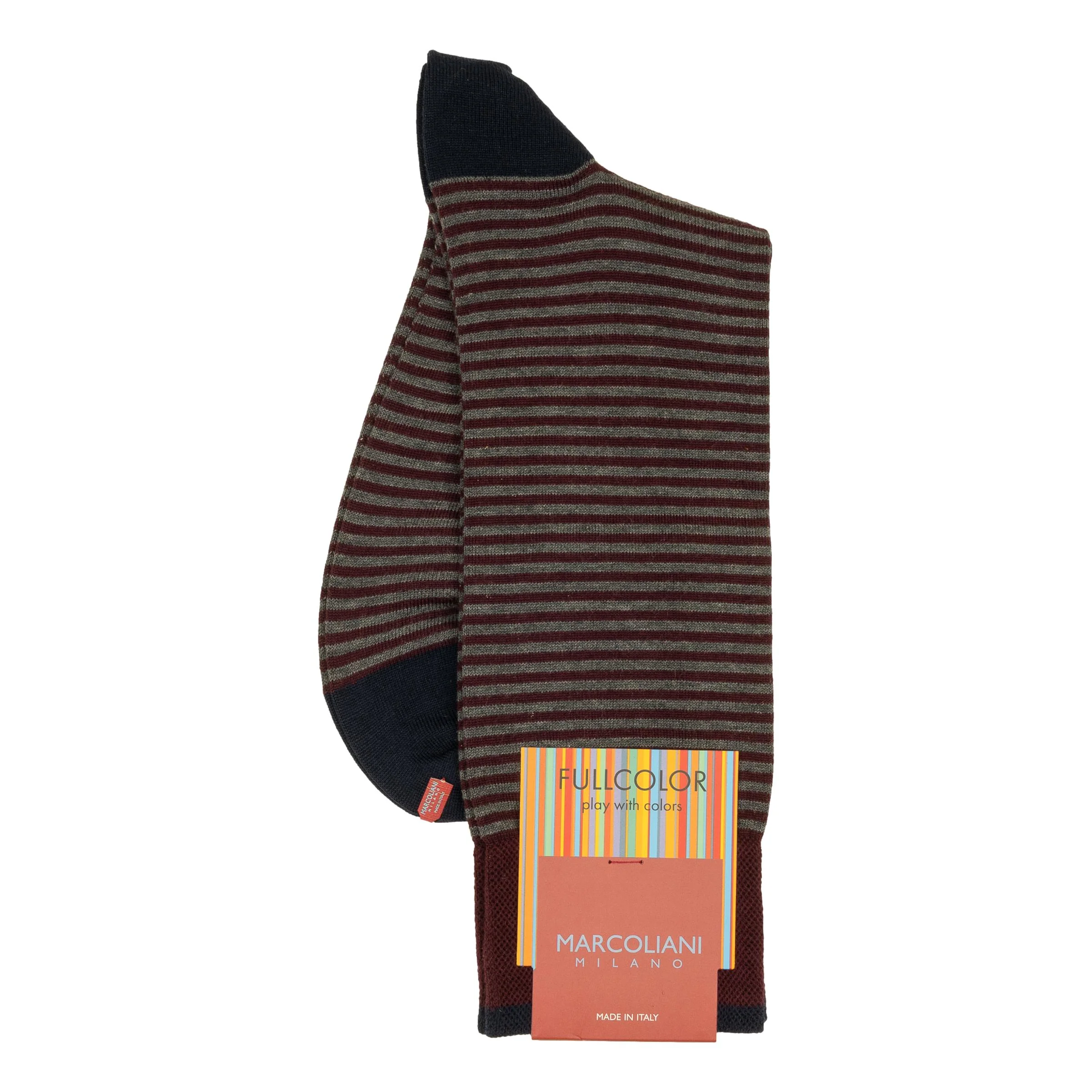 Pima Cotton Palio Stripe Mid-Calf Dress Socks - Image 3