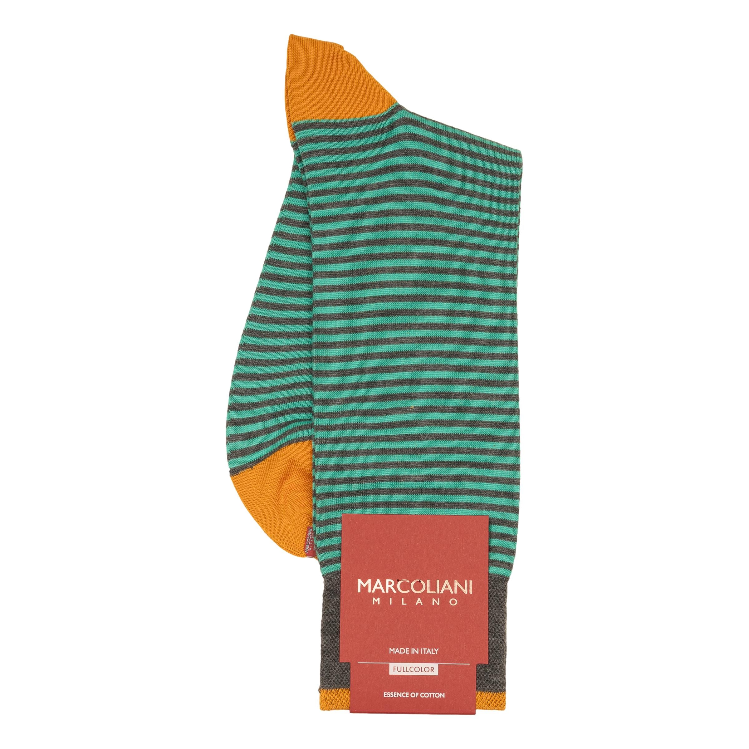 Pima Cotton Palio Stripe Mid-Calf Dress Socks - Image 4
