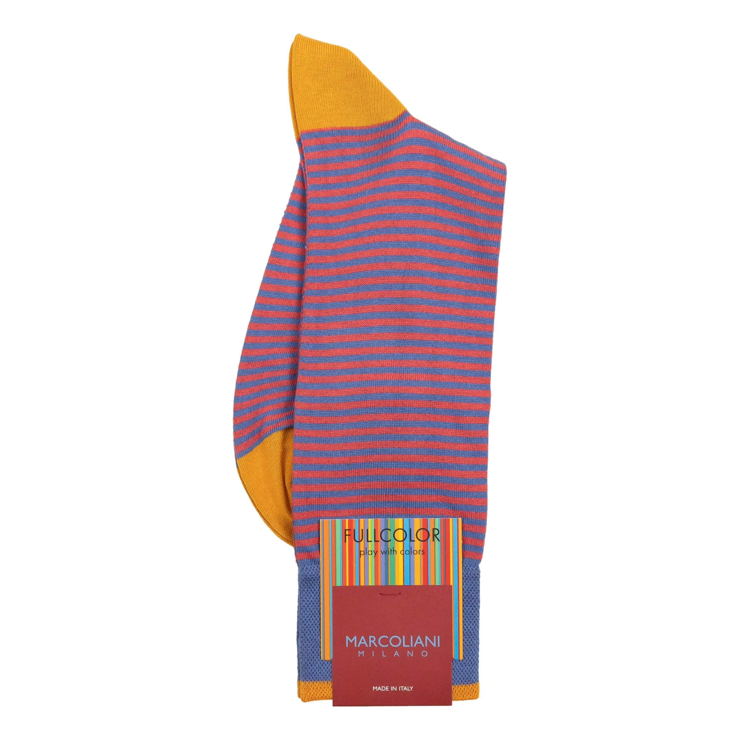 Pima Cotton Palio Stripe Mid-Calf Dress Socks - Image 6