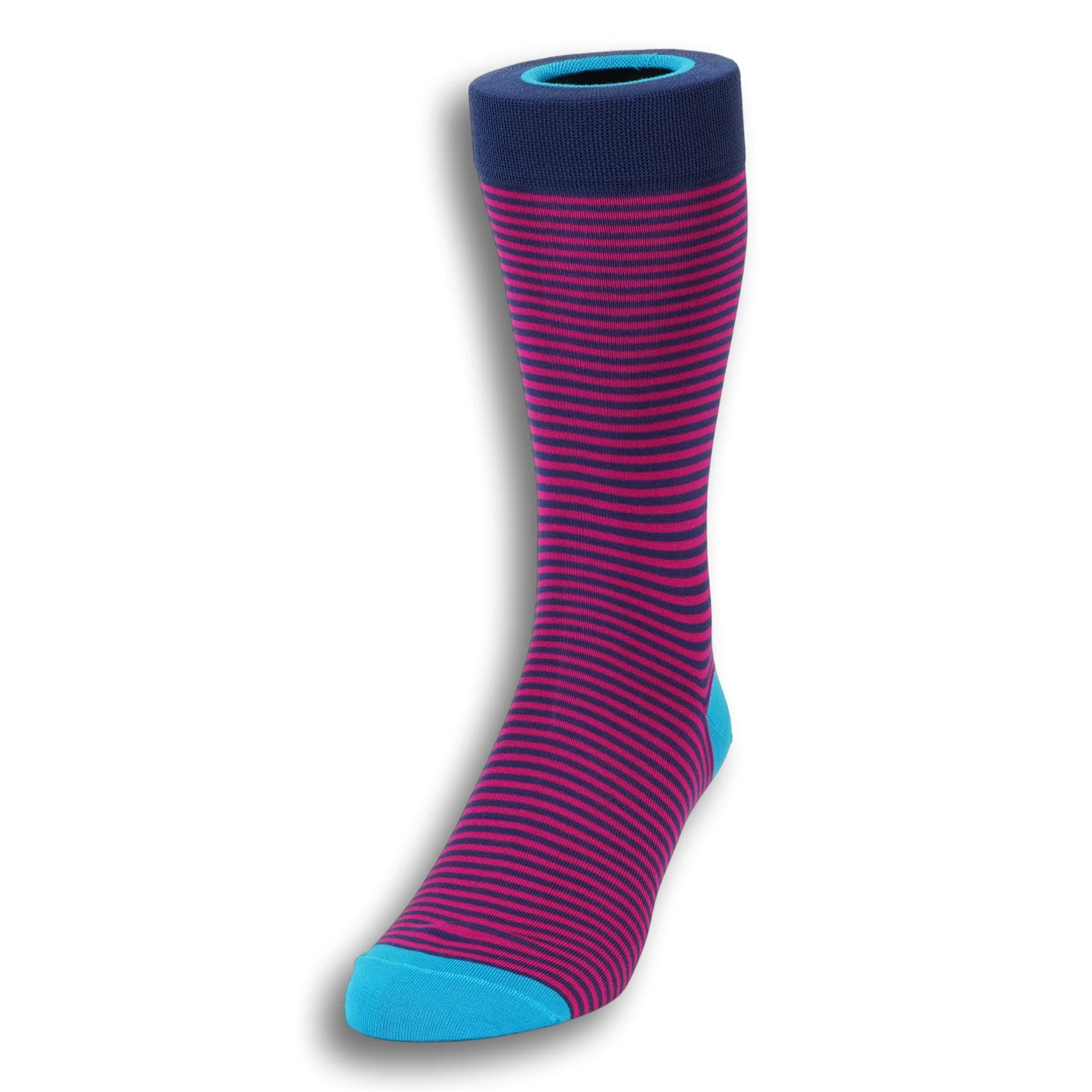 Pima Cotton Palio Stripe Over the Calf Dress Socks - Image 12