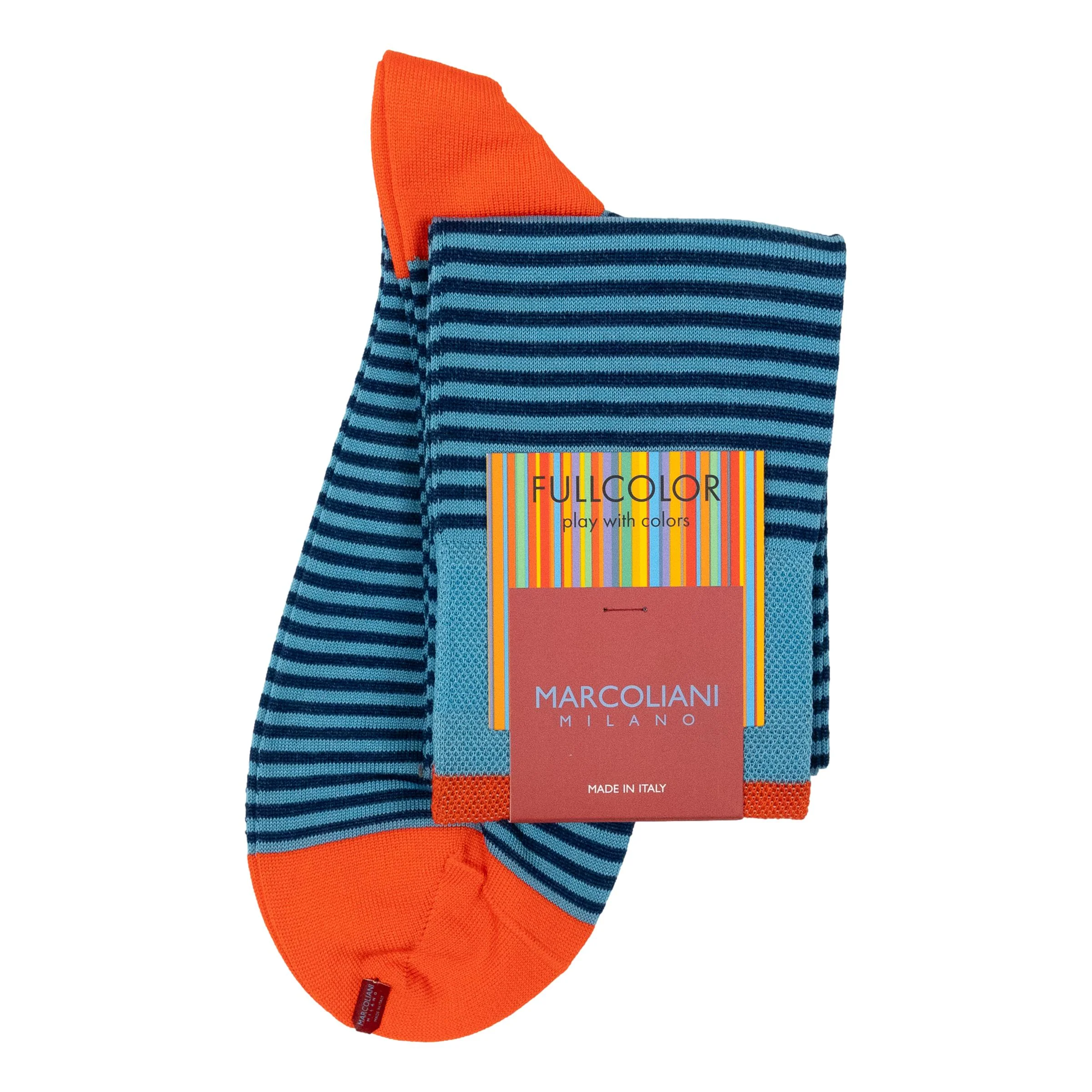 Pima Cotton Palio Stripe Over the Calf Dress Socks - Image 4