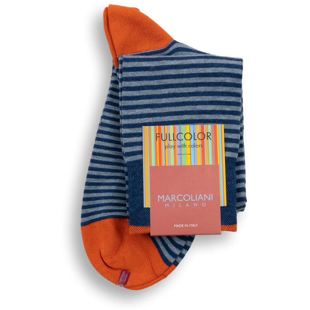 Pima Cotton Palio Stripe Over the Calf Dress Socks - Image 7