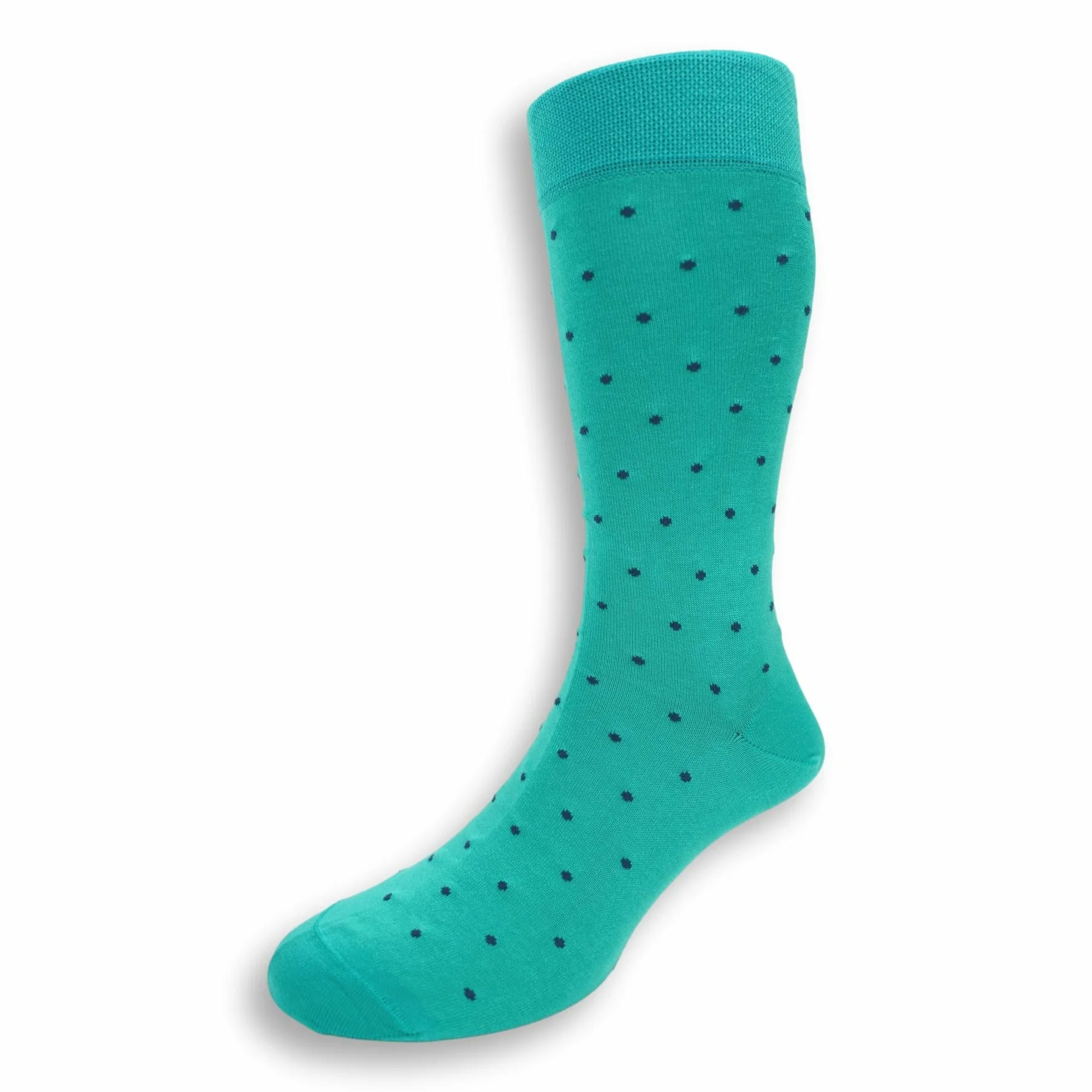 Pima Cotton Polka Dot Mid-Calf Dress Socks - Image 10