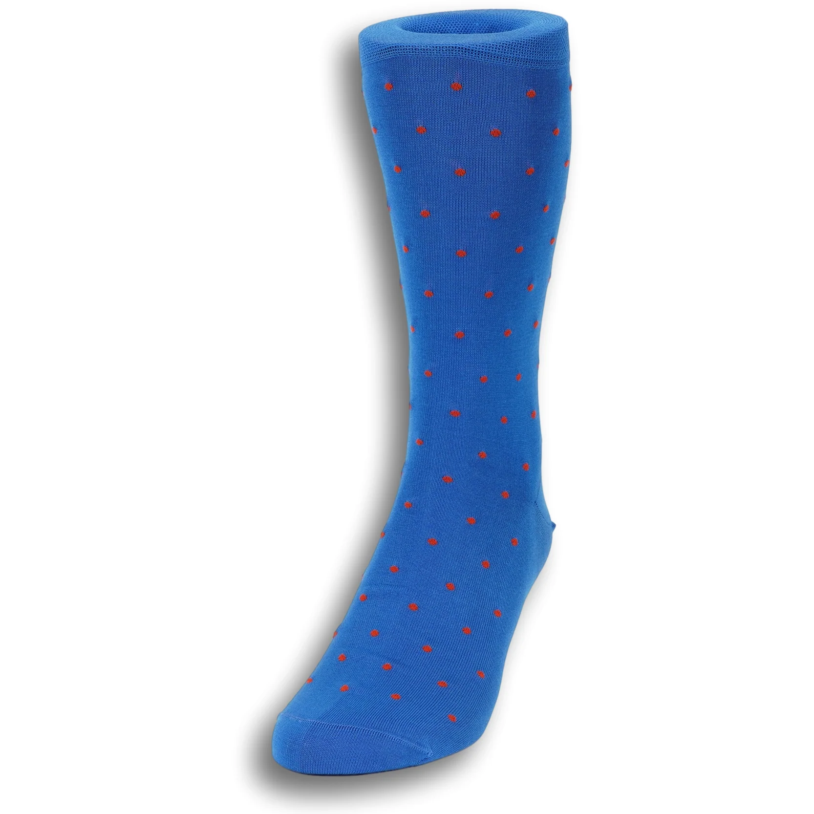 Pima Cotton Polka Dot Mid-Calf Dress Socks - Image 6