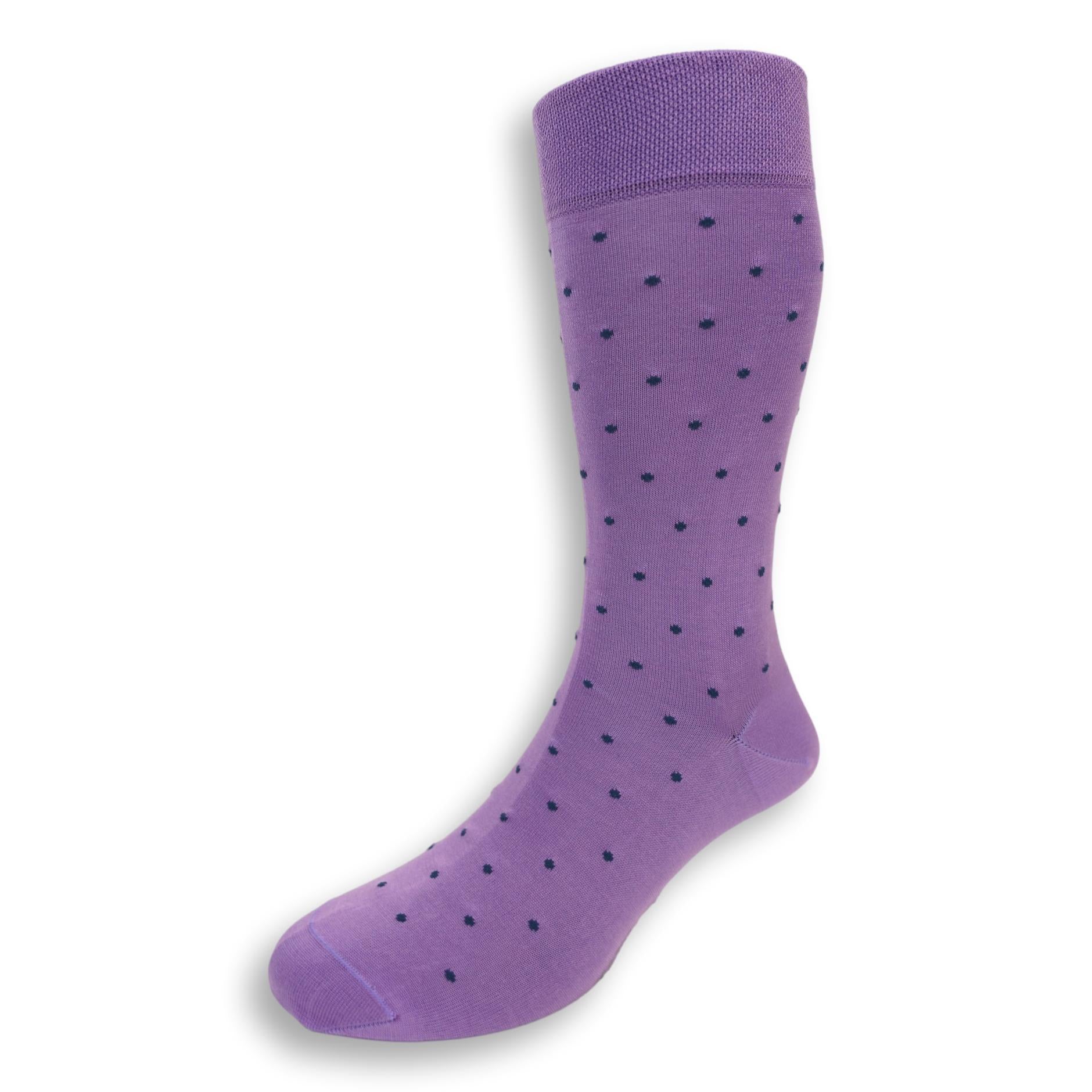 Pima Cotton Polka Dot Over the Calf Dress Socks - Image 8