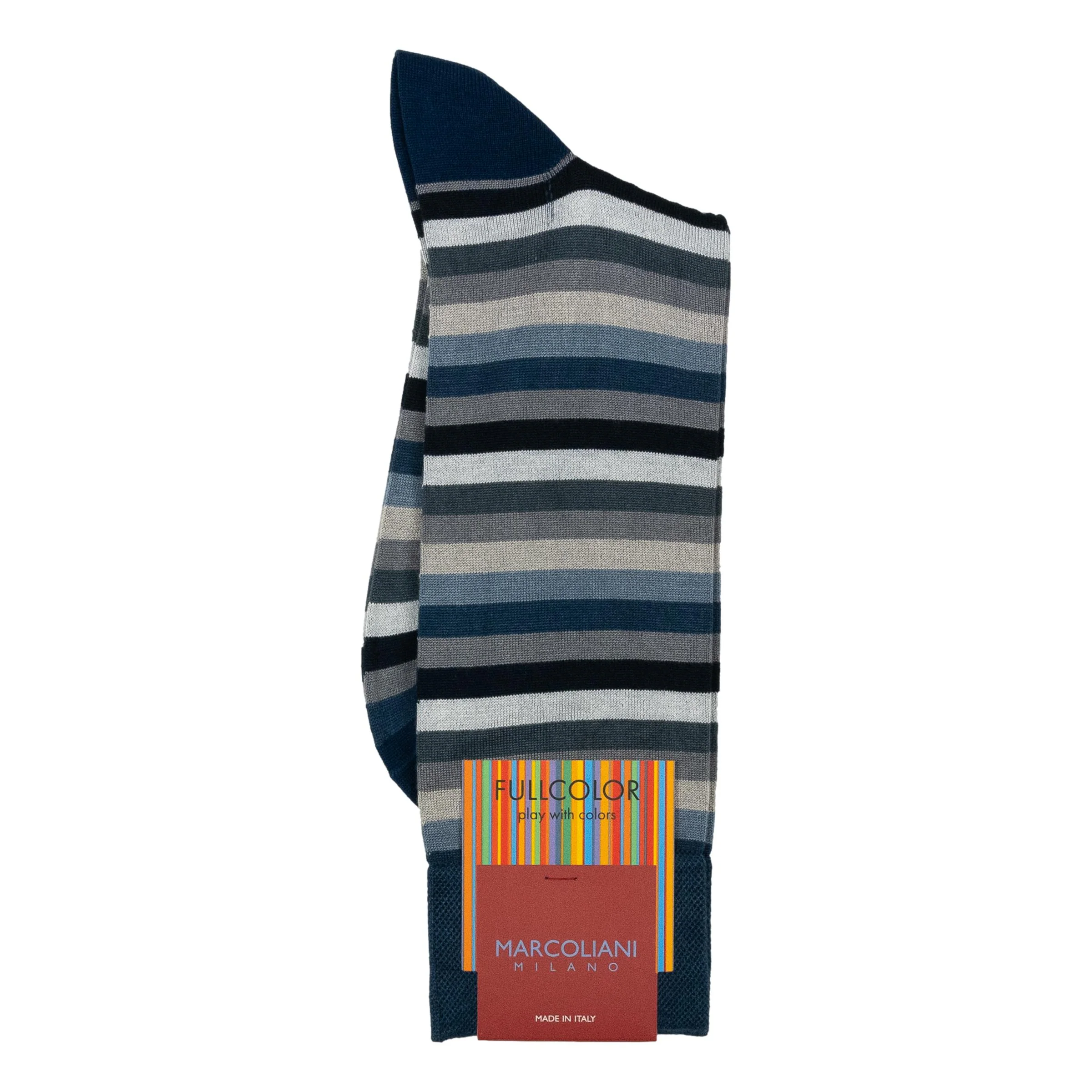Pima Cotton Rainbow Stripe Mid-Calf Dress Socks - Image 10
