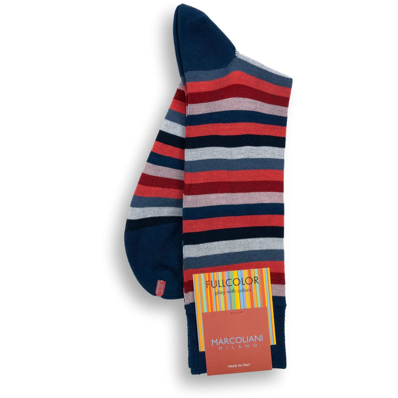 Pima Cotton Rainbow Stripe Mid-Calf Dress Socks - Image 3