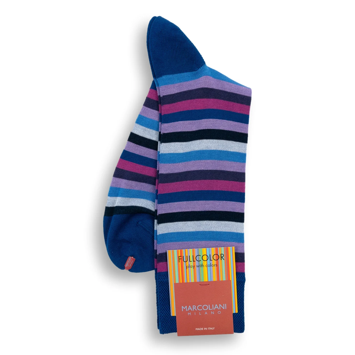Pima Cotton Rainbow Stripe Mid-Calf Dress Socks - Image 6