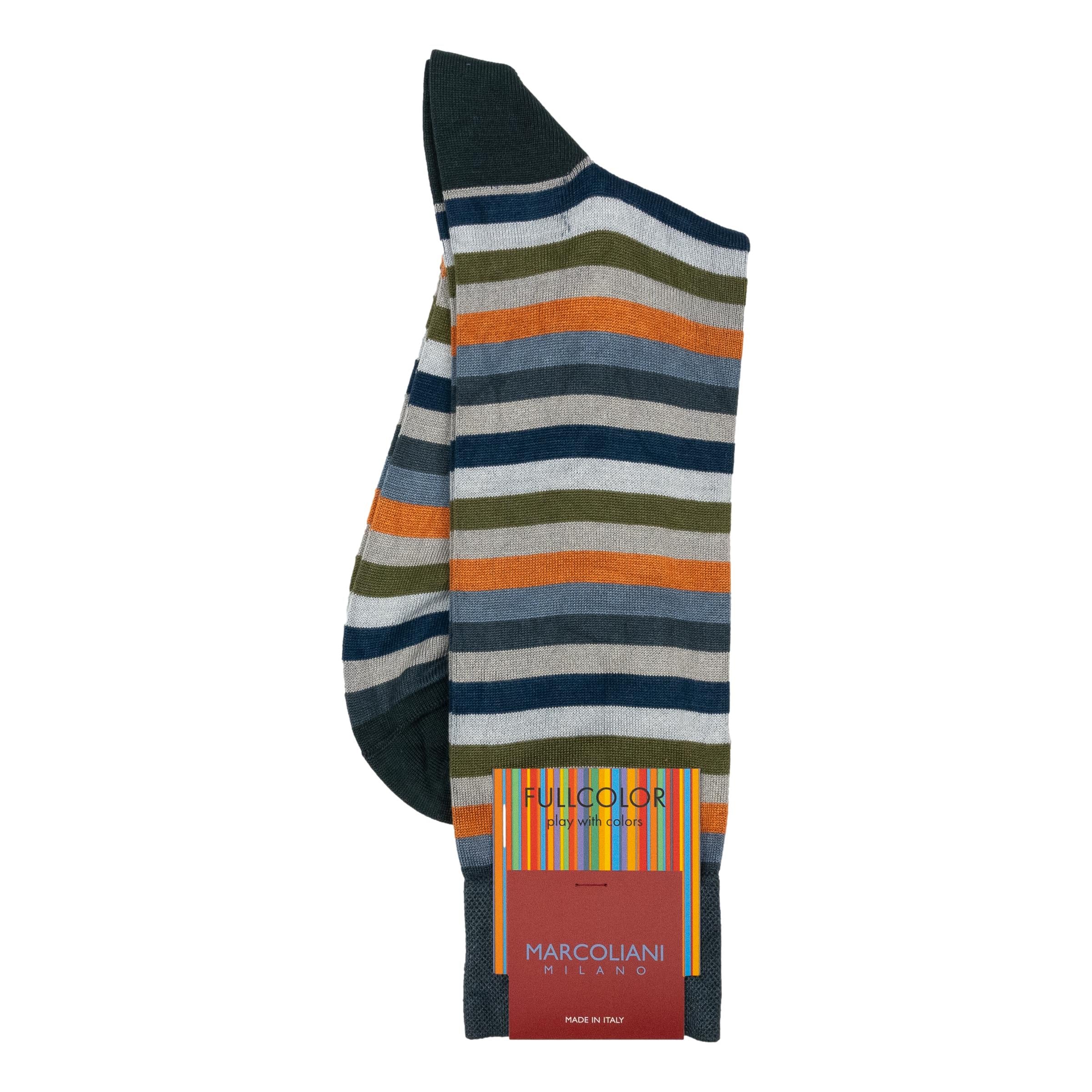 Pima Cotton Rainbow Stripe Mid-Calf Dress Socks - Image 8