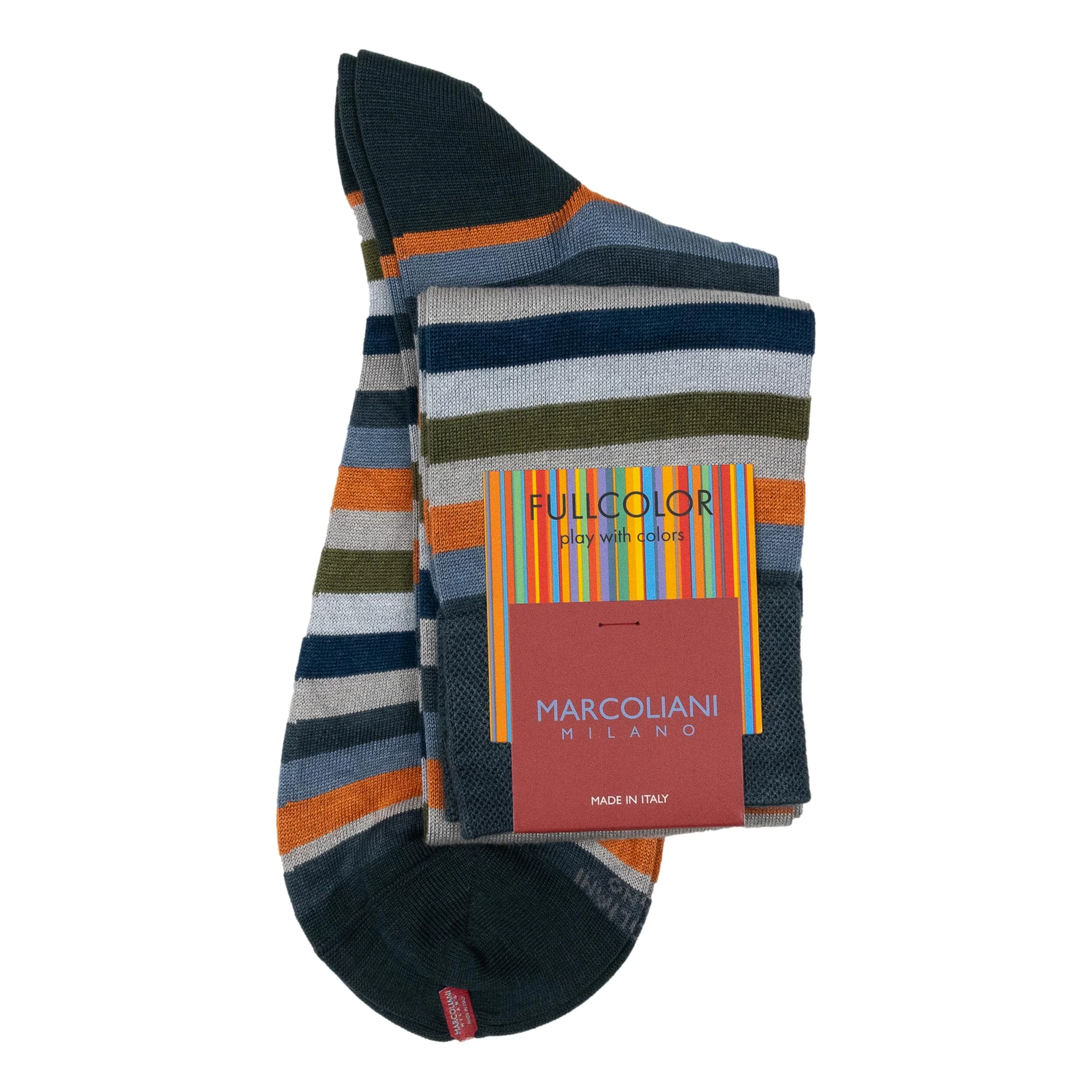 Pima Cotton Rainbow Stripe Over-the-Calf Dress Socks - Image 10