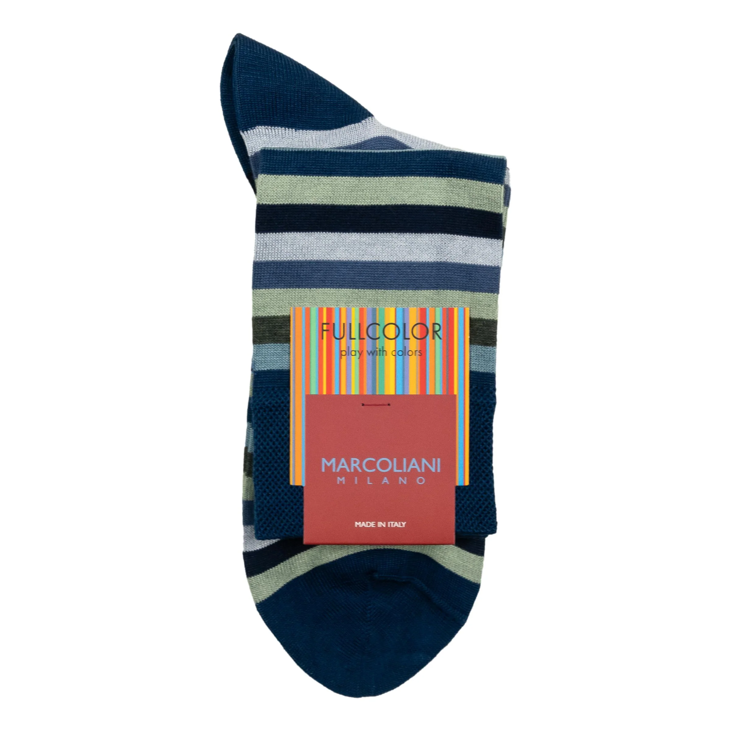 Pima Cotton Rainbow Stripe Over-the-Calf Dress Socks - Image 2