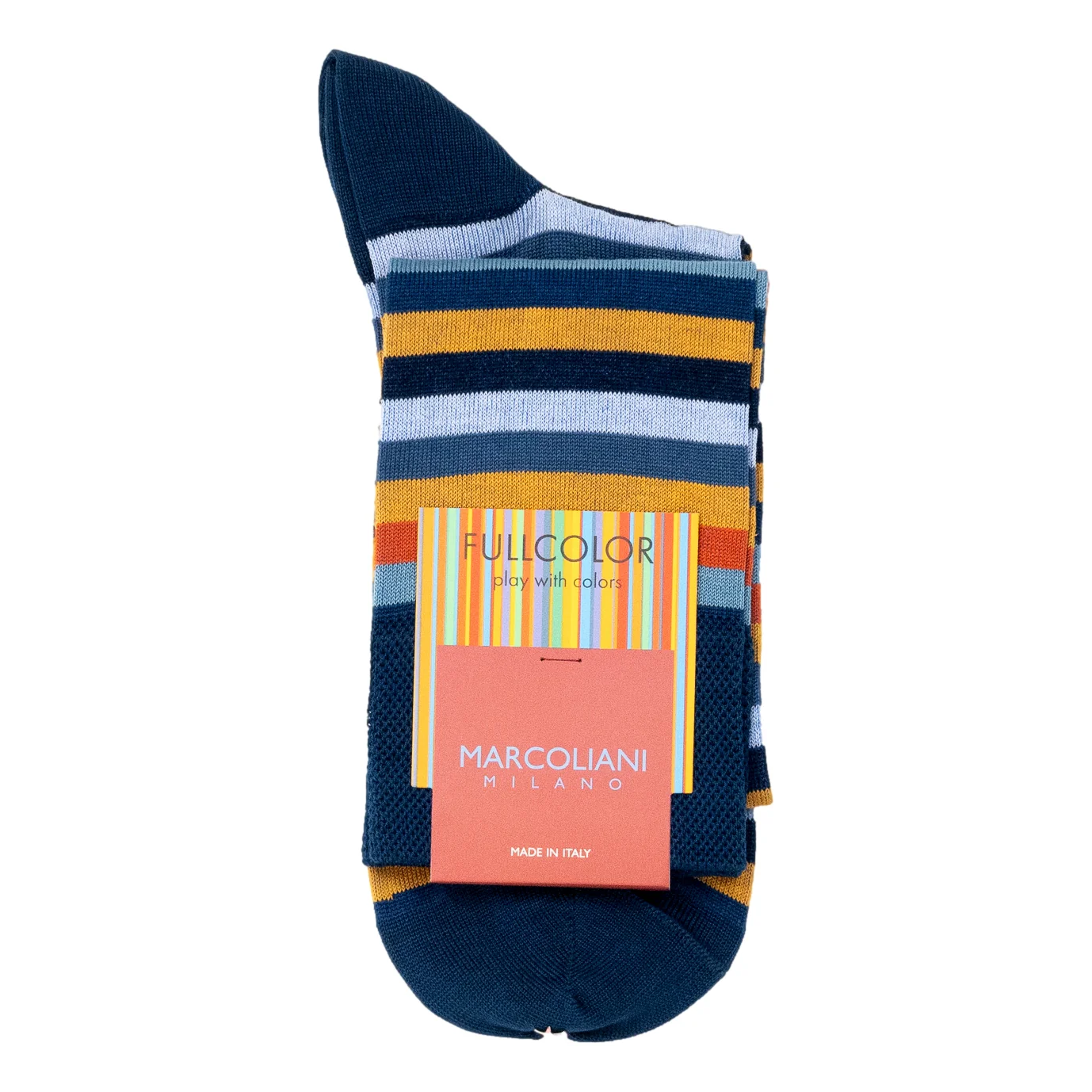 Pima Cotton Rainbow Stripe Over-the-Calf Dress Socks - Image 3