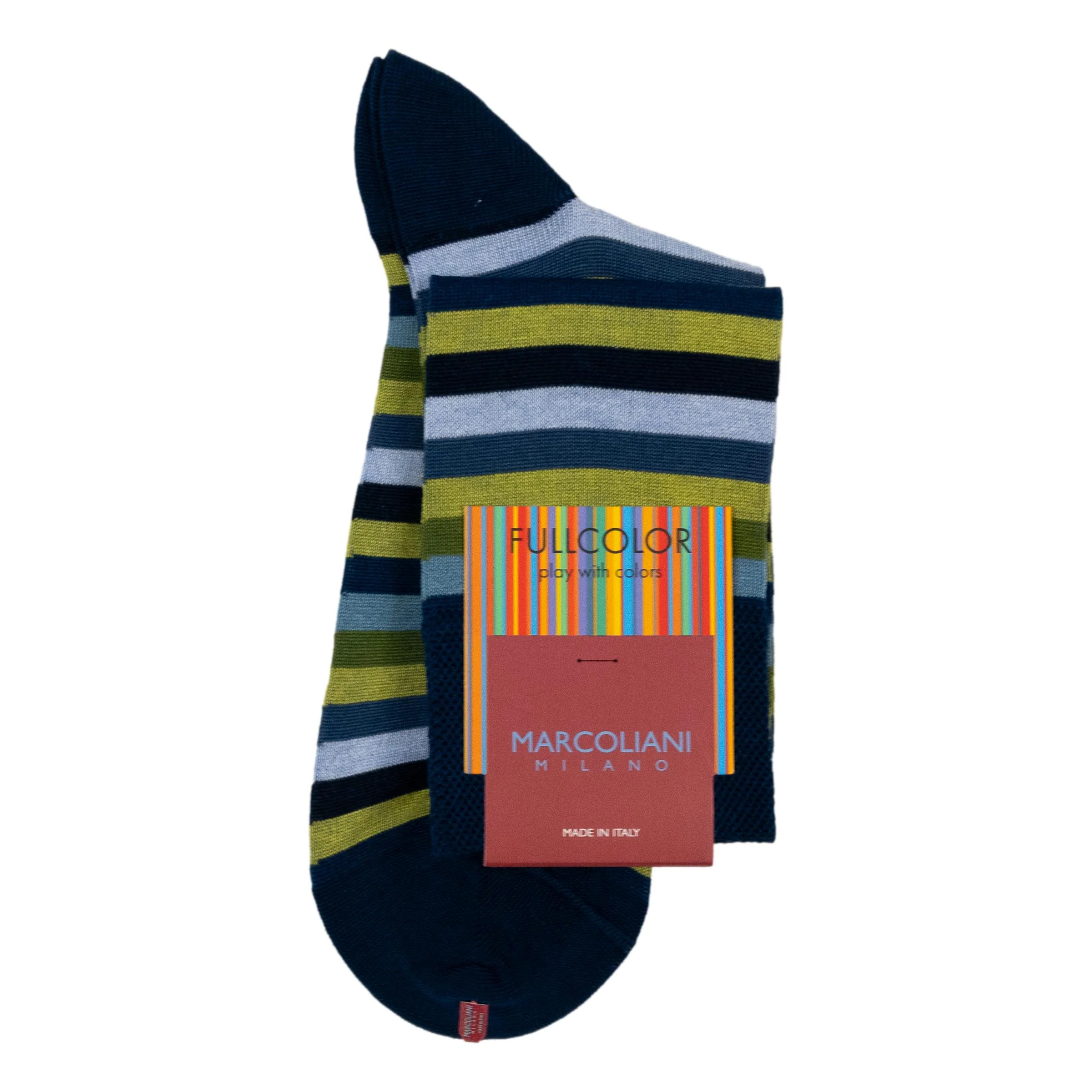 Pima Cotton Rainbow Stripe Over-the-Calf Dress Socks - Image 7