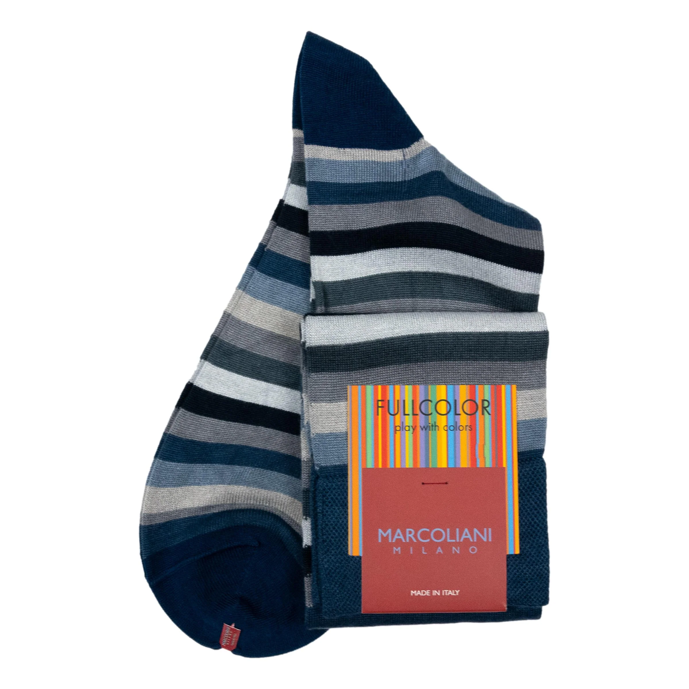 Pima Cotton Rainbow Stripe Over-the-Calf Dress Socks - Image 8