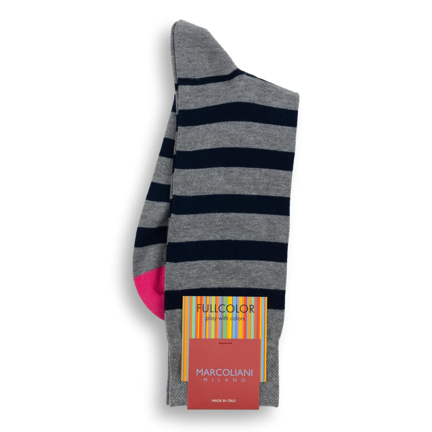 Pima Cotton Spinnaker Stripe Mid-Calf Dress Socks - Image 2