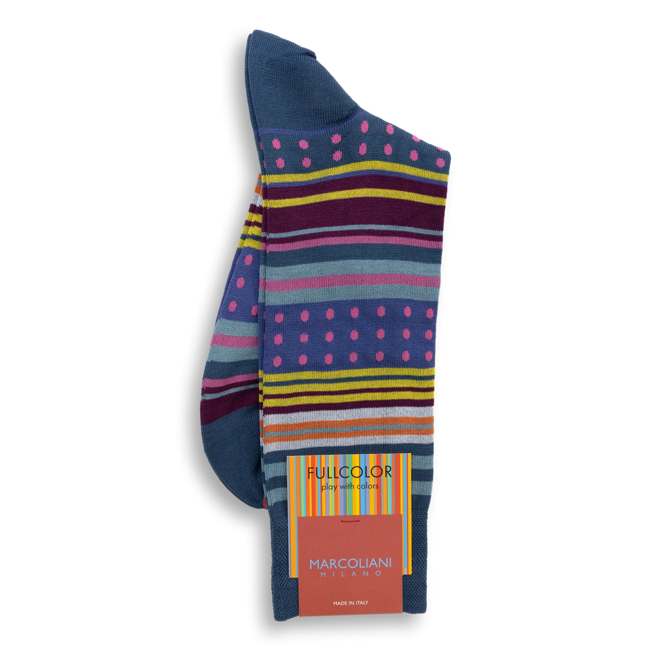 Pima Cotton Stripes and Polka Dots Mid-Calf Dress Socks - Image 2