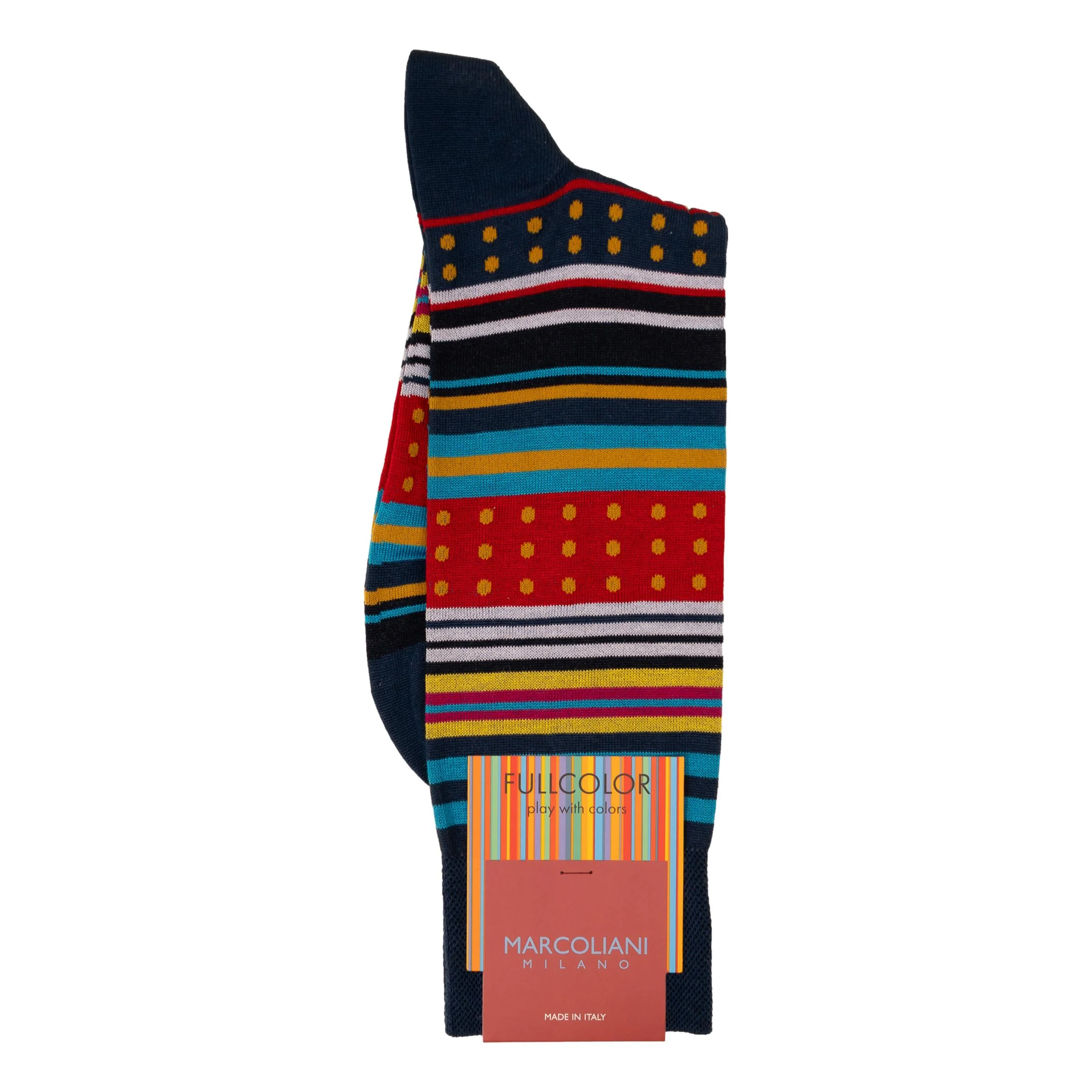 Pima Cotton Stripes and Polka Dots Mid-Calf Dress Socks - Image 4