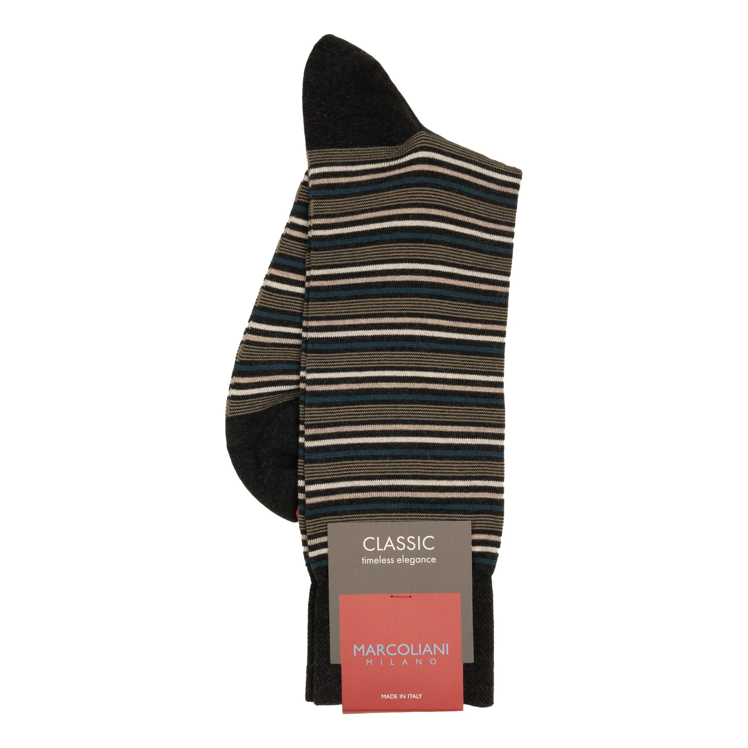 Pima Cotton Torino Stripe Mid-Calf Dress Socks - Image 4