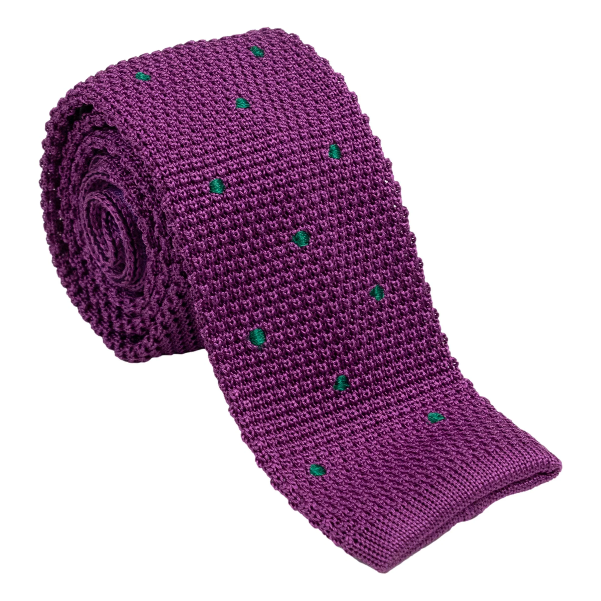 Polka Dot Silk Knitted Tie - Image 5