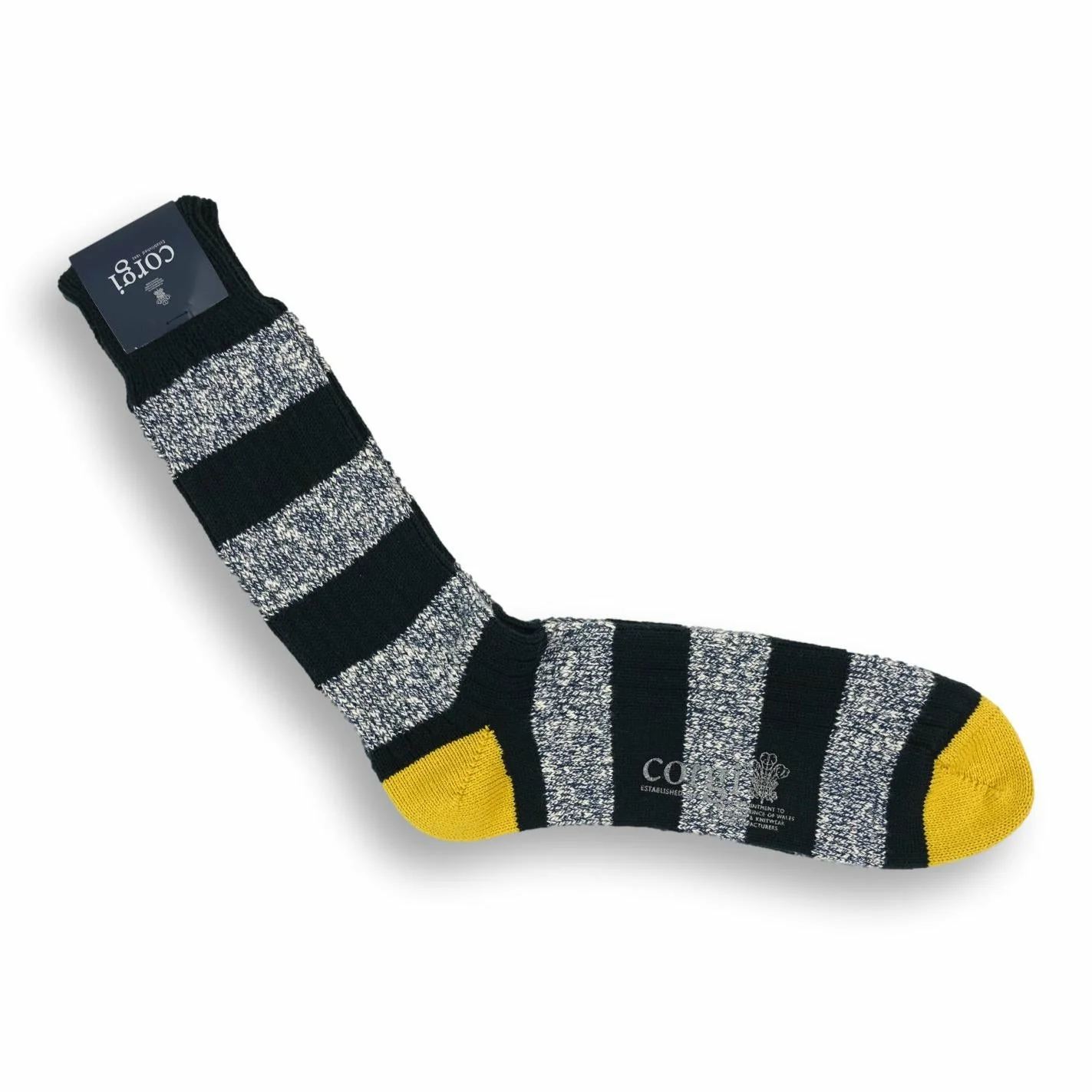 Pure Cotton Stripe with Contrast Toe and Heel Sock - Image 2