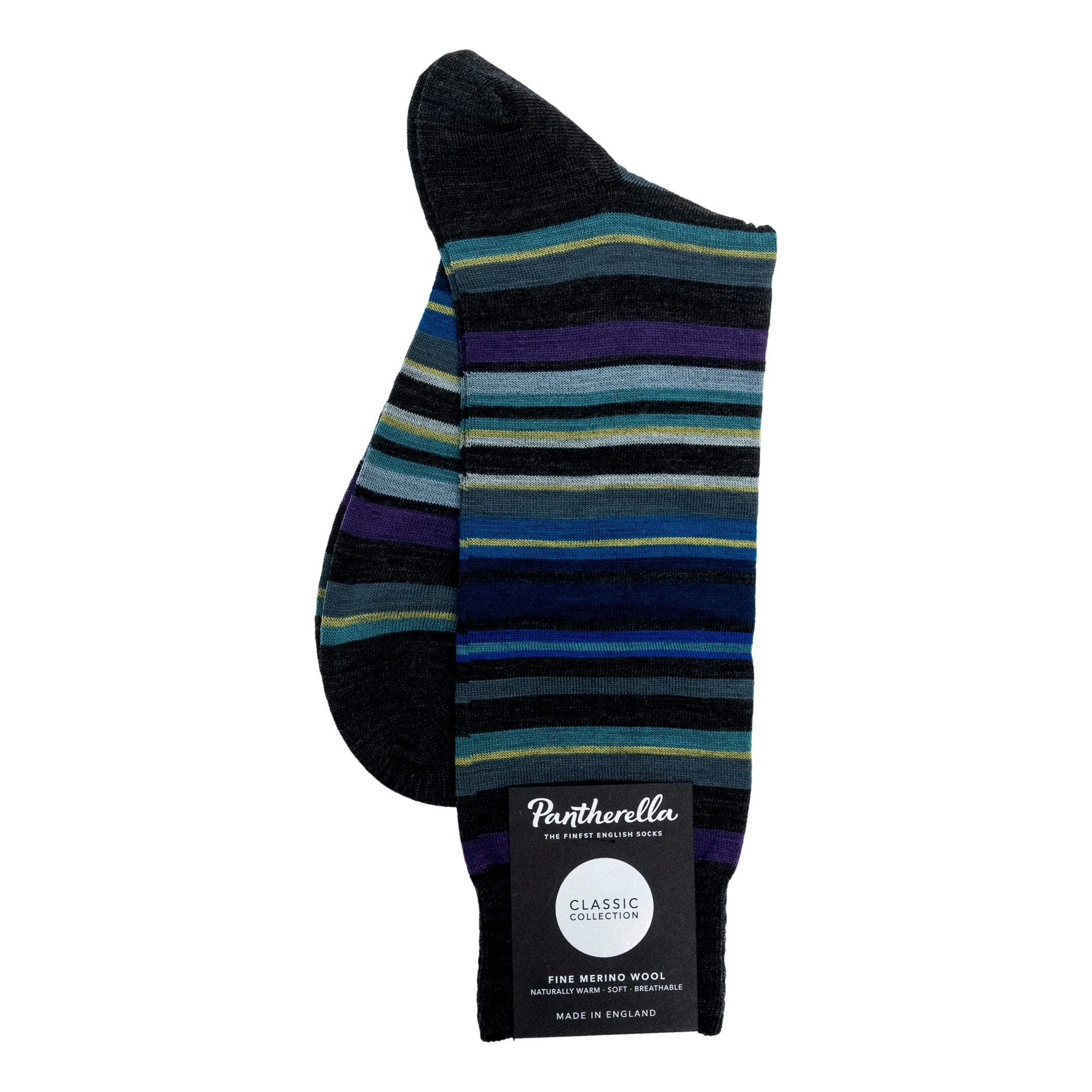Quakers Stripe Merino Wool Mid-Calf Dress Socks - Image 2