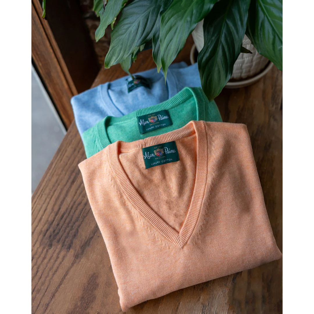 Rothwell Cotton and Cashmere V-Neck Sweater - Image 4