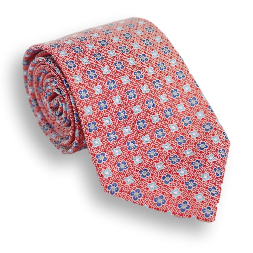 Royal and Sky Blue Flower Motif Silk Tie - Image 3