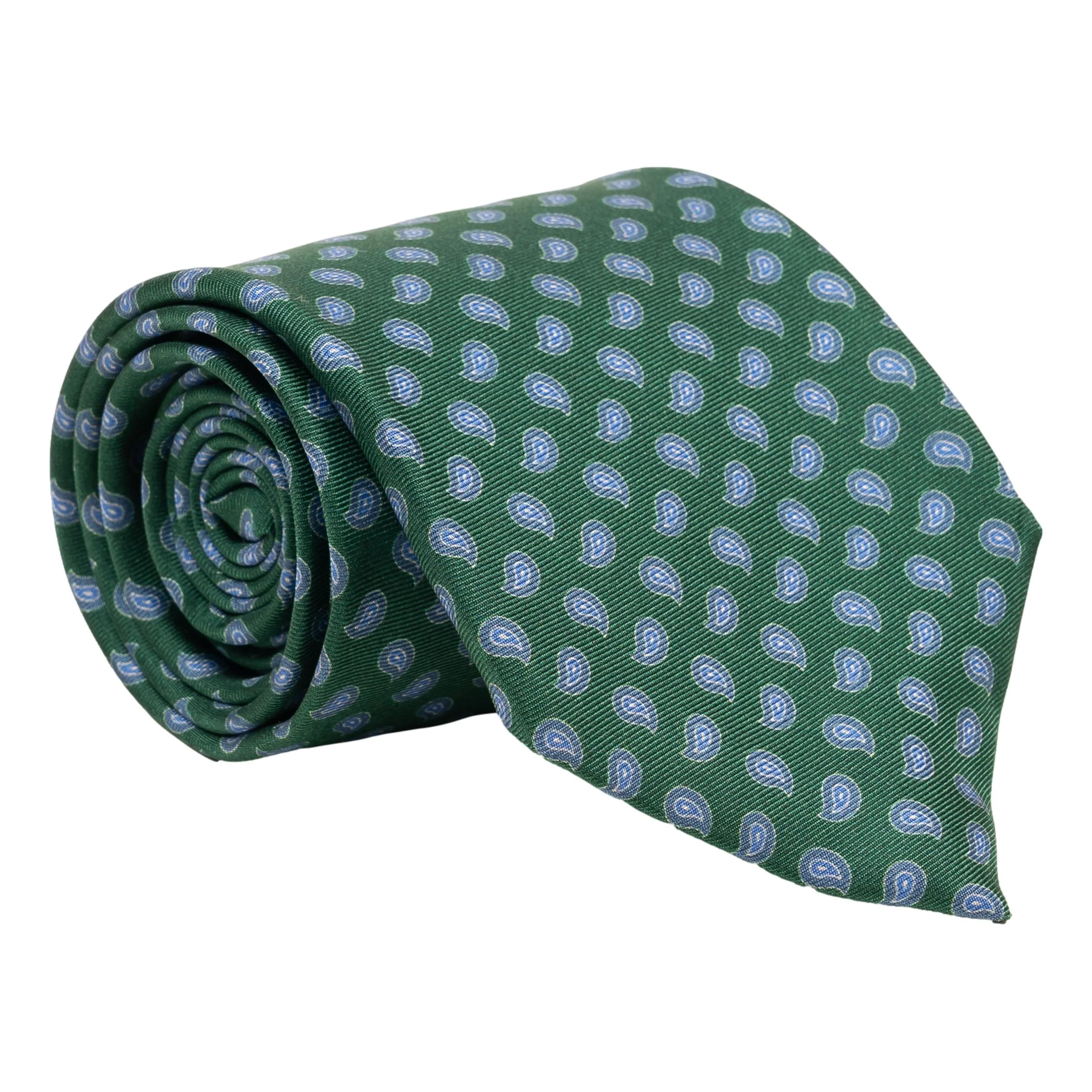 Shades of Blue Paisley Print Silk Tie - Image 2