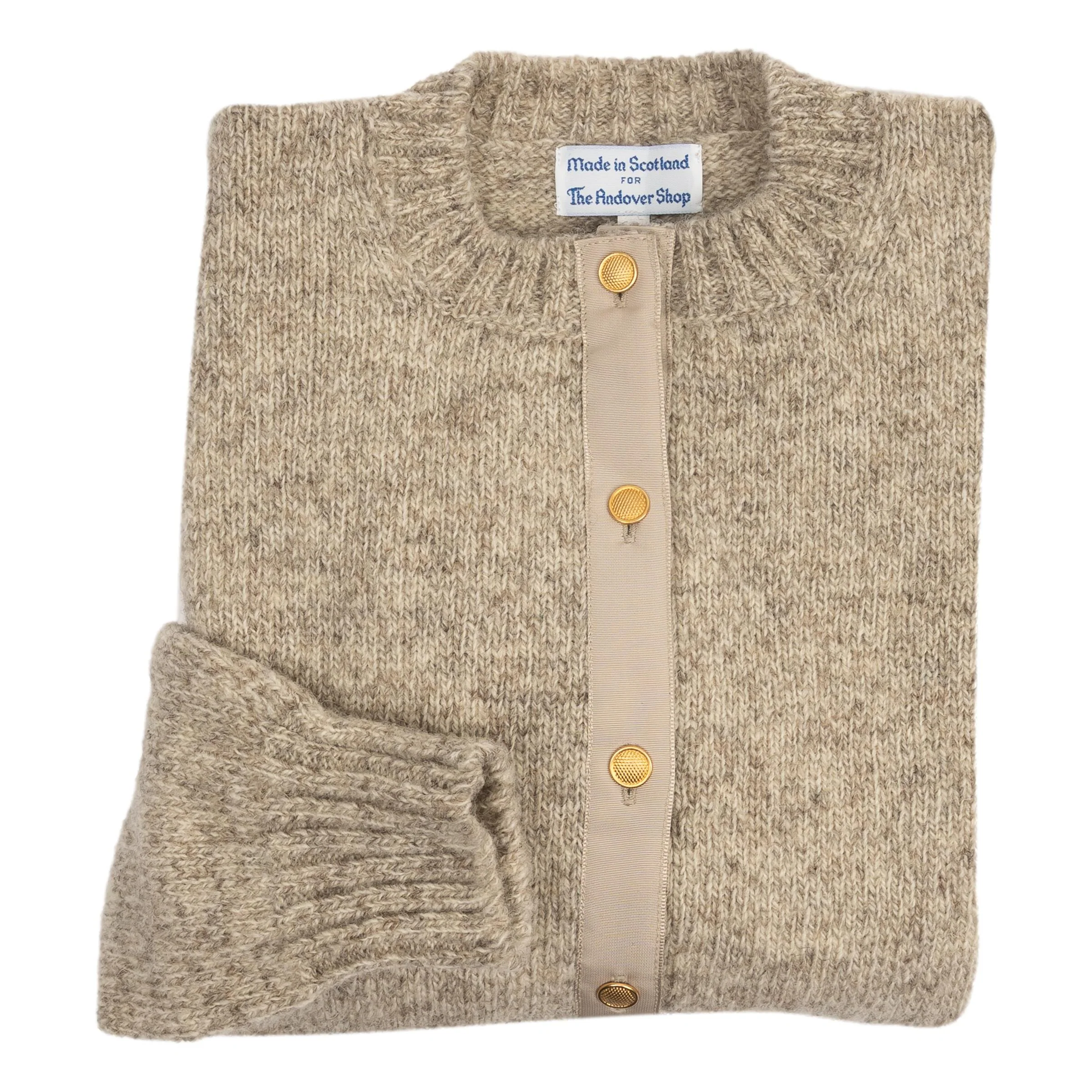 Shetland Crew Neck Cardigan Sweater - Image 4