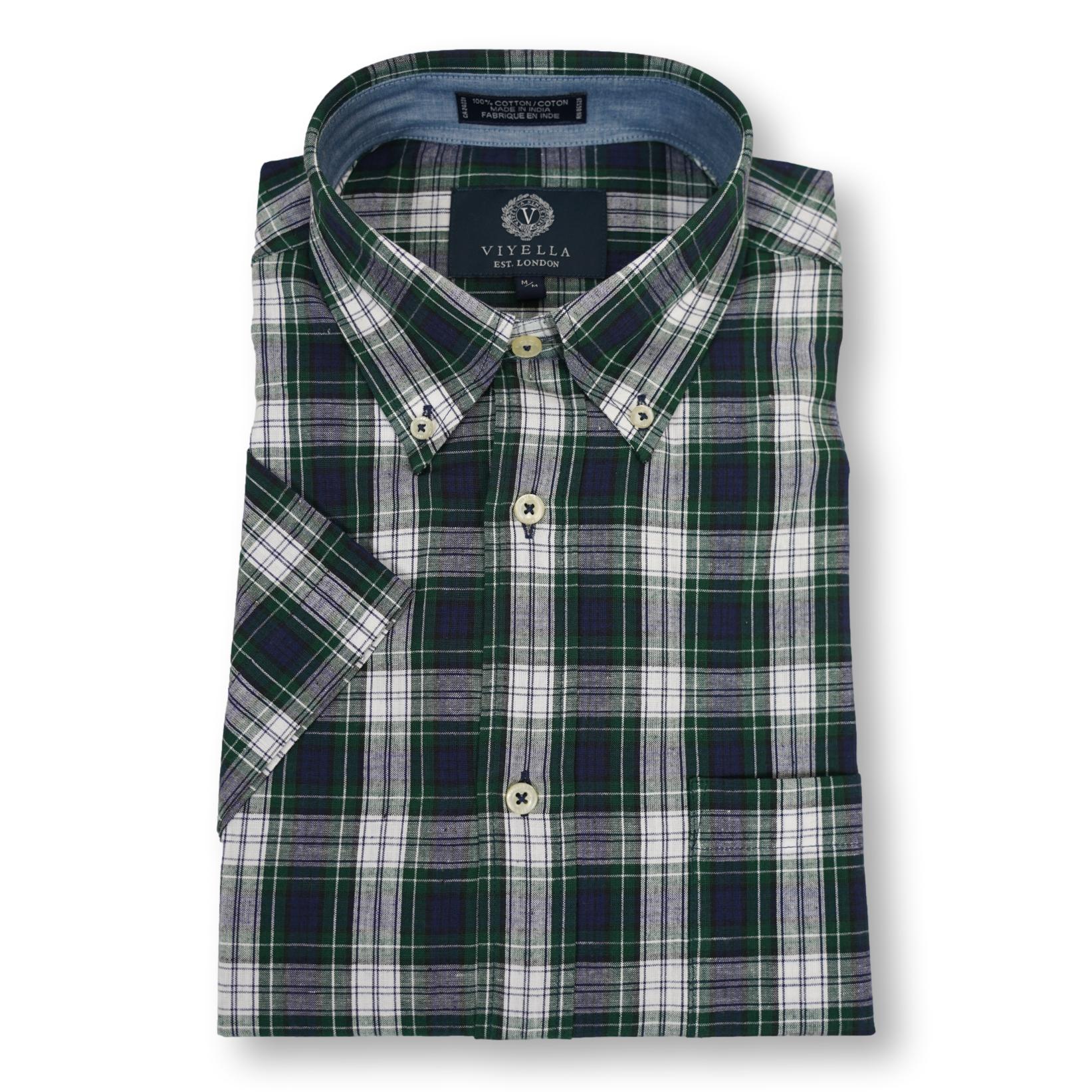 Viyella 100% Cotton Madras Short Sleeve Sport Shirt - Image 5