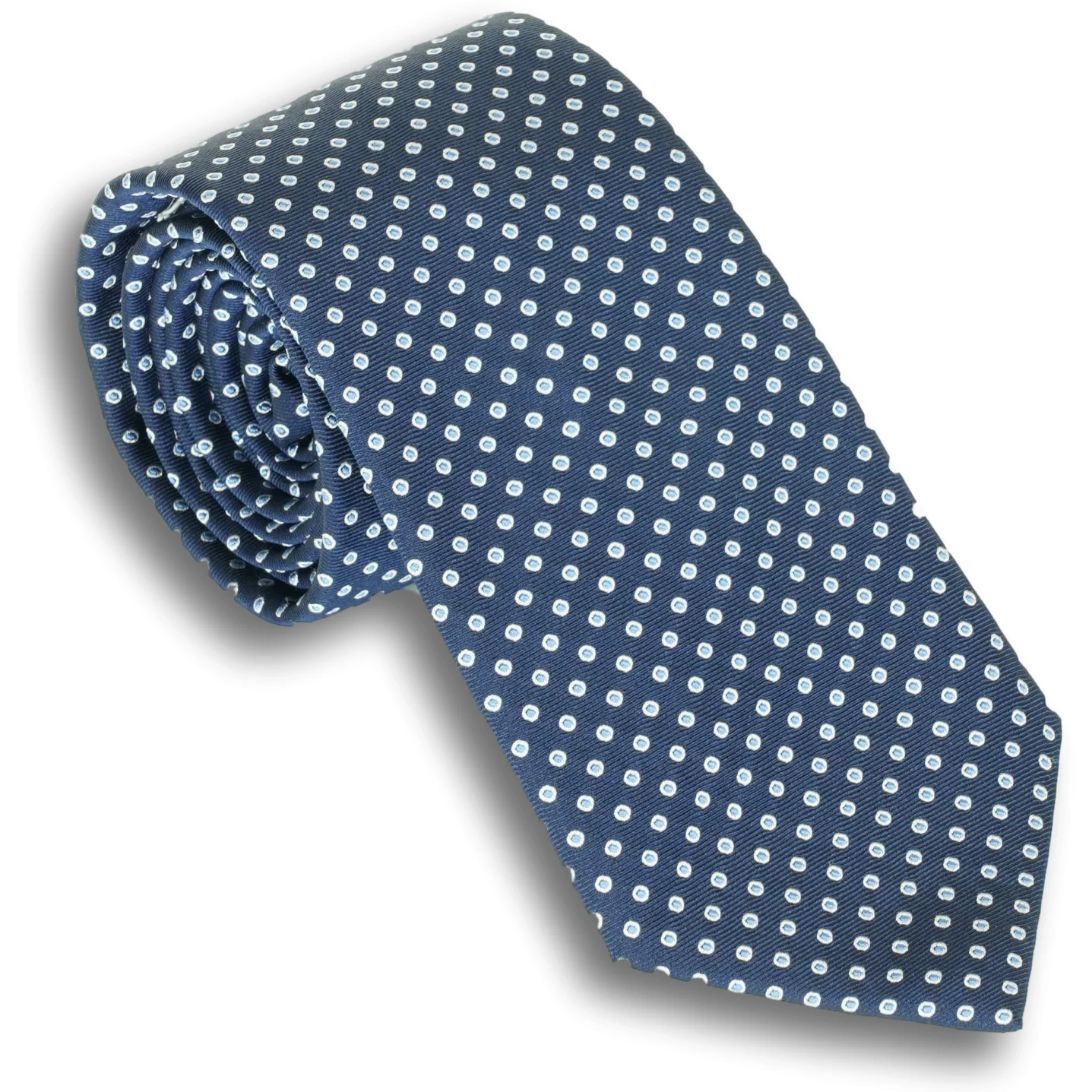 Silver Color Filled Circle Silk Tie - Image 3
